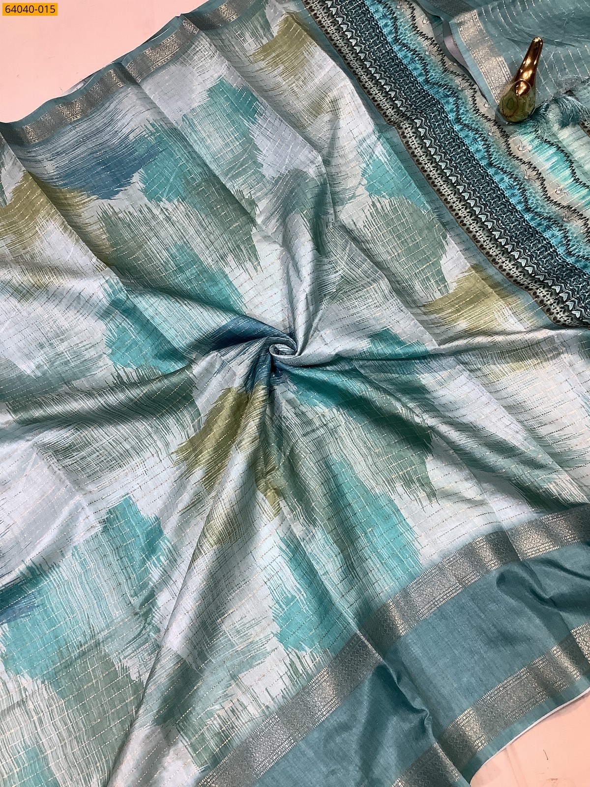 Blue Fancy Chanderi silk printed sarees