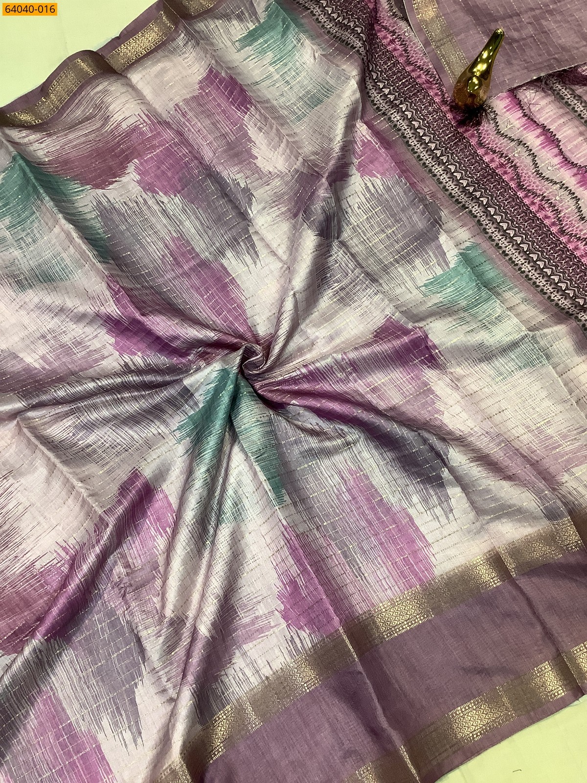 Lavender Fancy Chanderi silk printed sarees