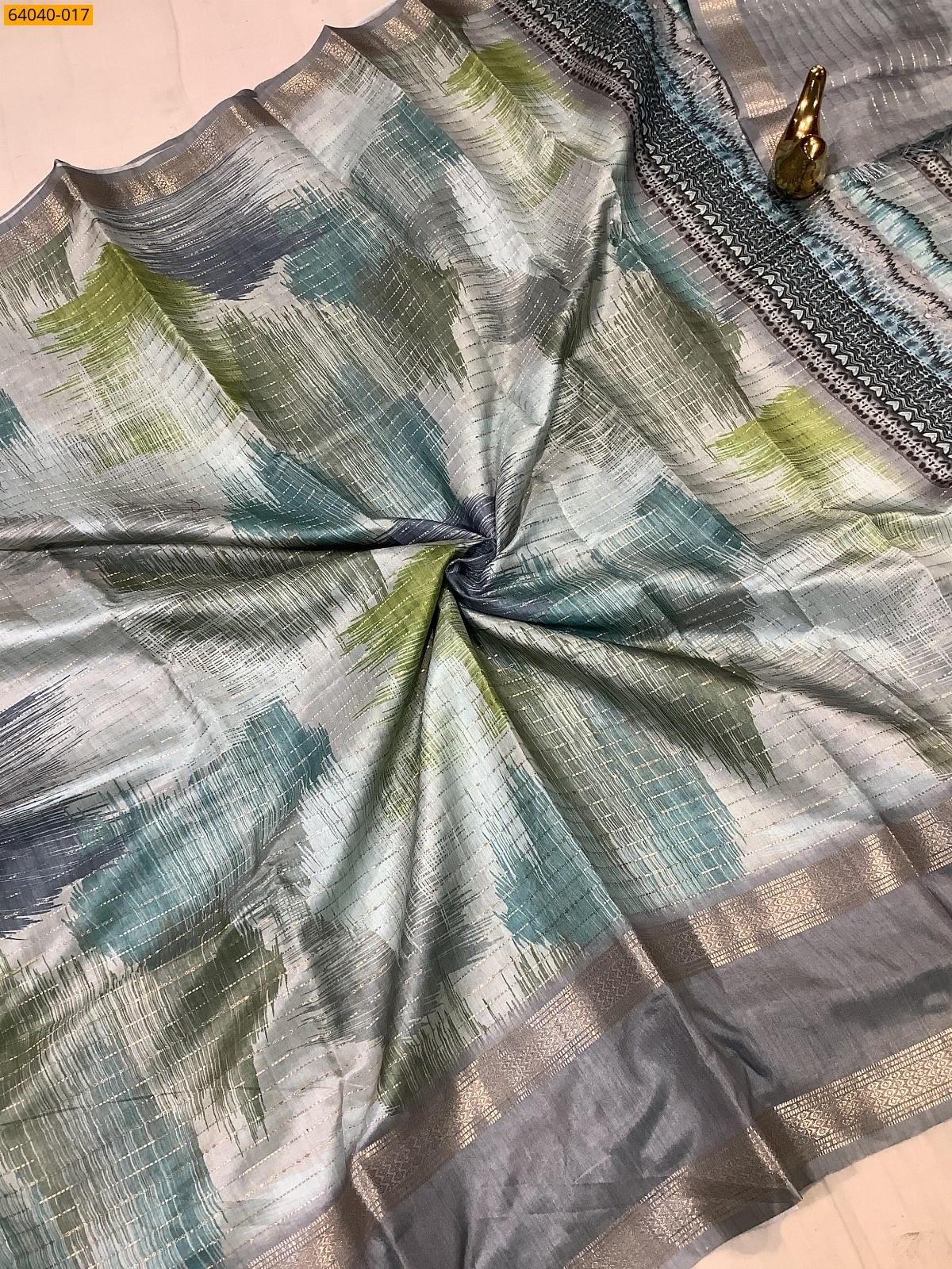 Gray Fancy Chanderi silk printed sarees