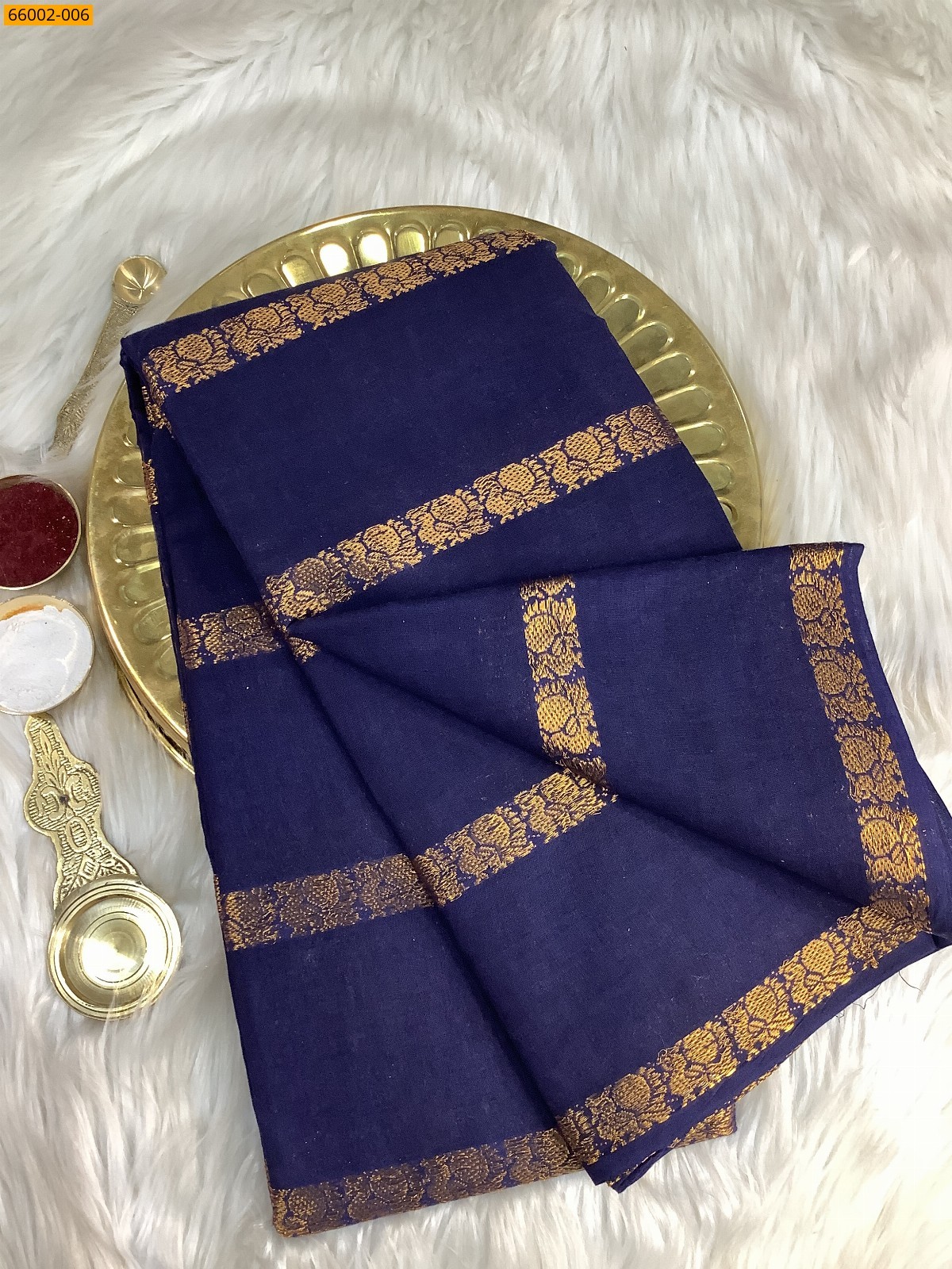 Navy Blue Sungudi cotton veldari weave sarees