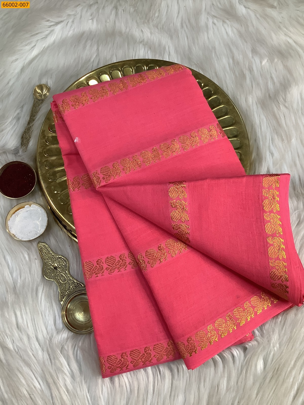 Pink Sungudi cotton veldari weave sarees