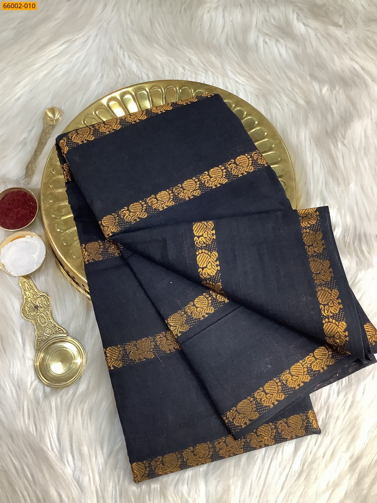 Black Sungudi cotton veldari weave sarees