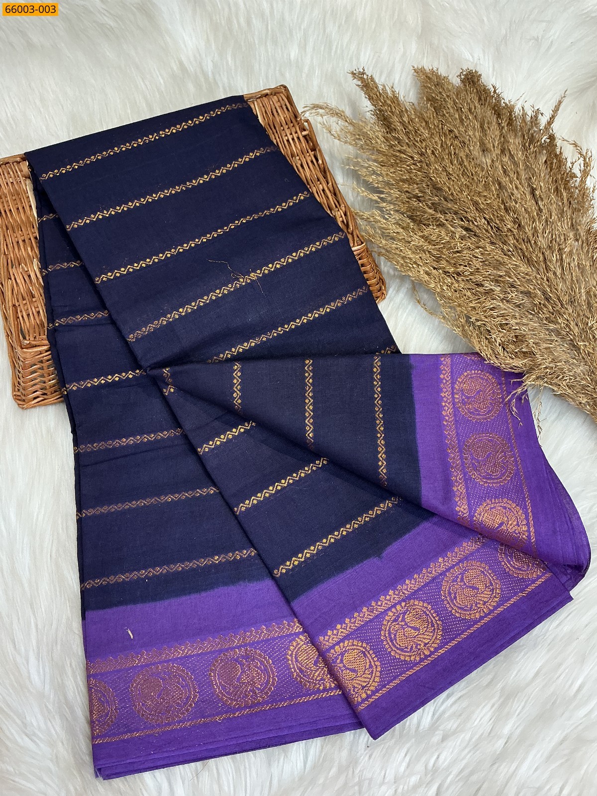 Navy Blue Sungudi cotton veldari weave sarees