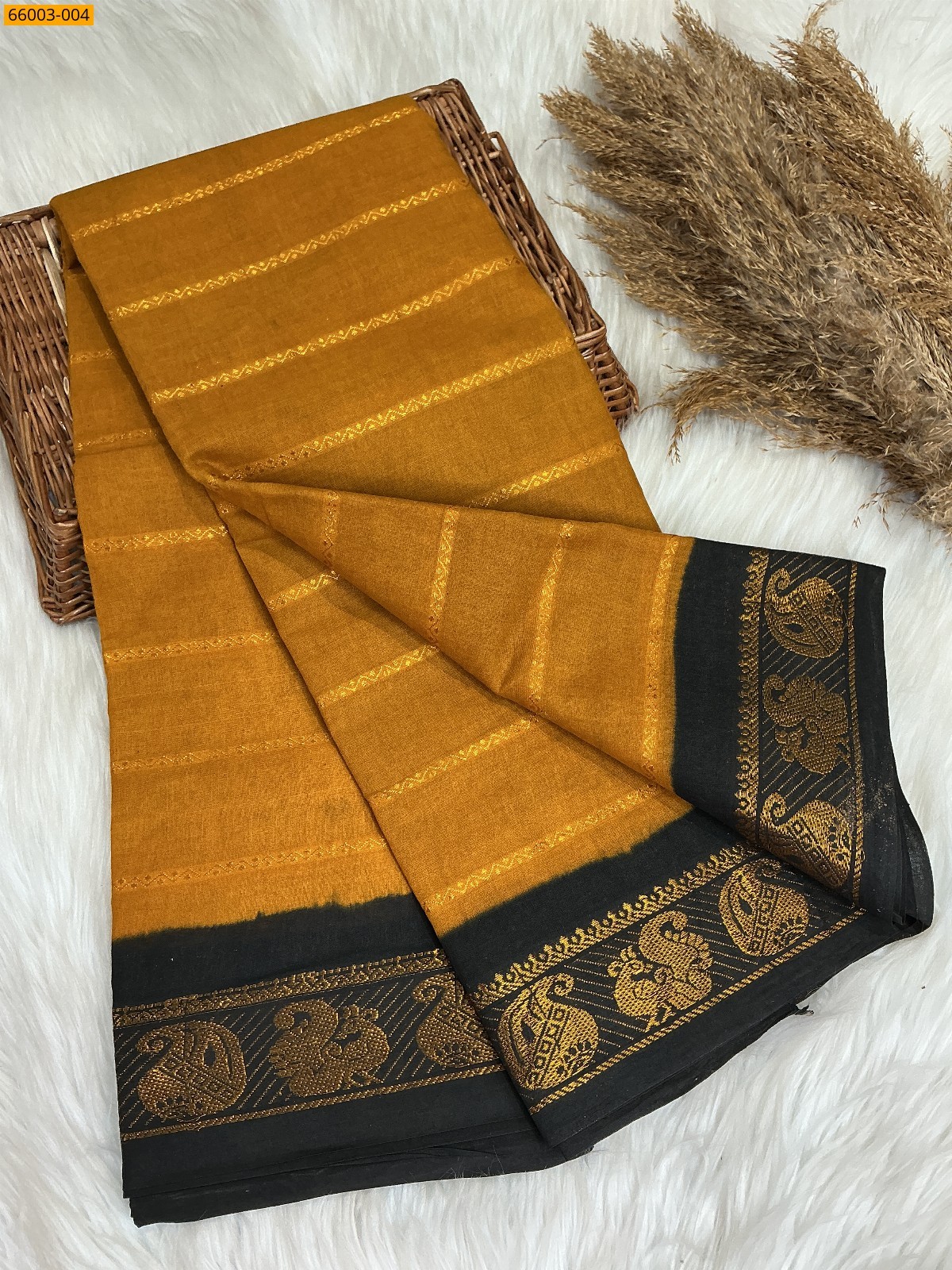 Yellow Sungudi cotton veldari weave sarees
