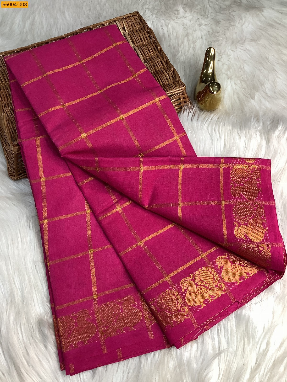 Pink Sungudi Cotton Zari Kattam Saree