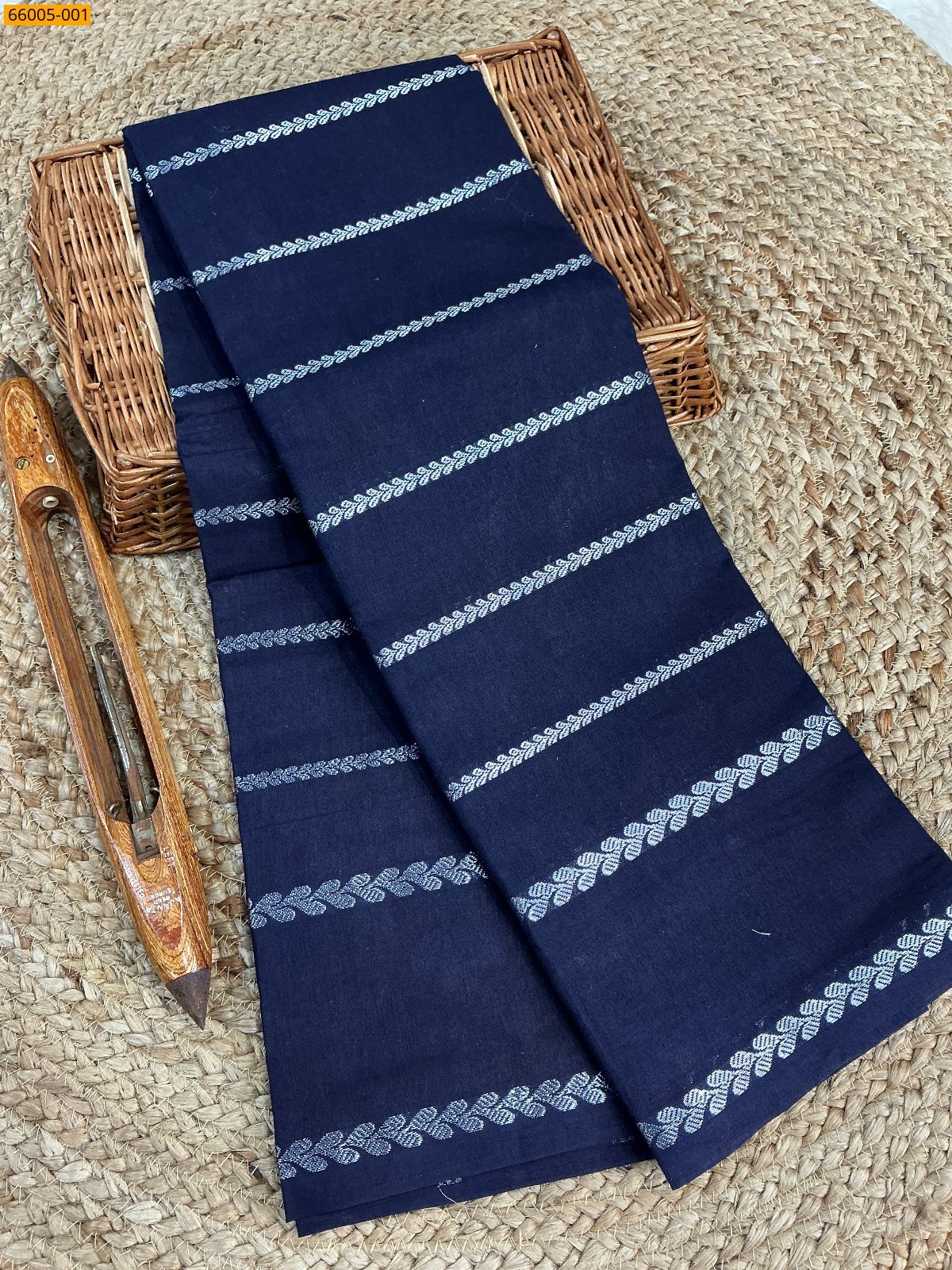 Navy Blue Sungudi cotton veldari Silver Zari weave sarees