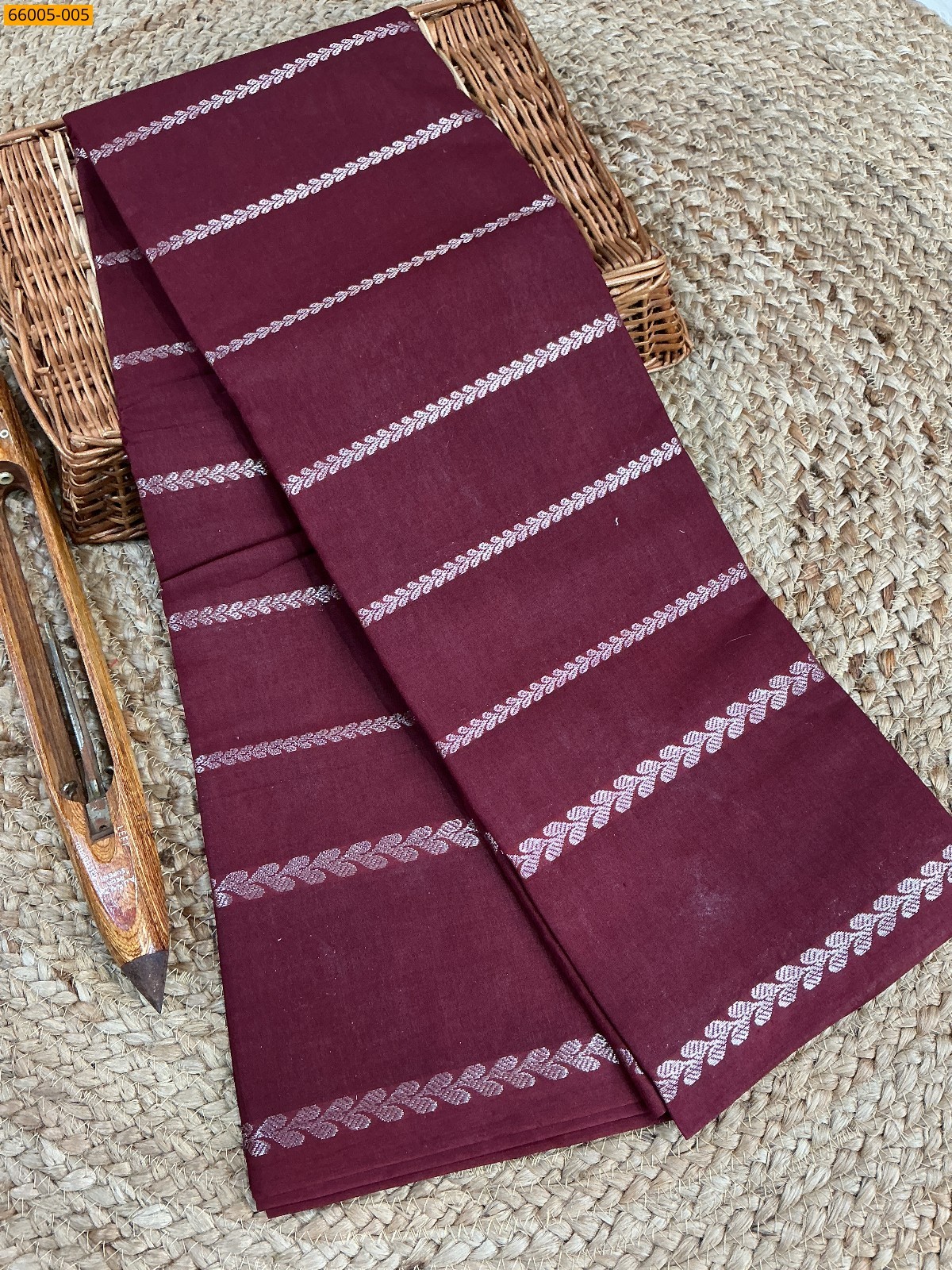 Maroon Sungudi cotton veldari Silver Zari weave sarees