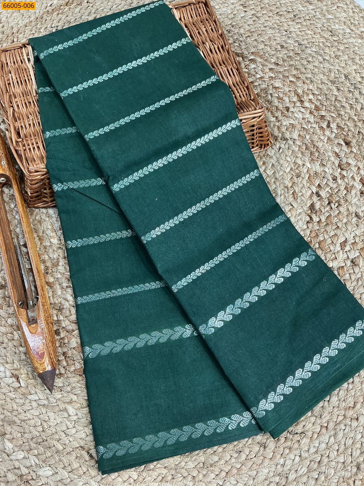 Green Sungudi cotton veldari Silver Zari weave sarees