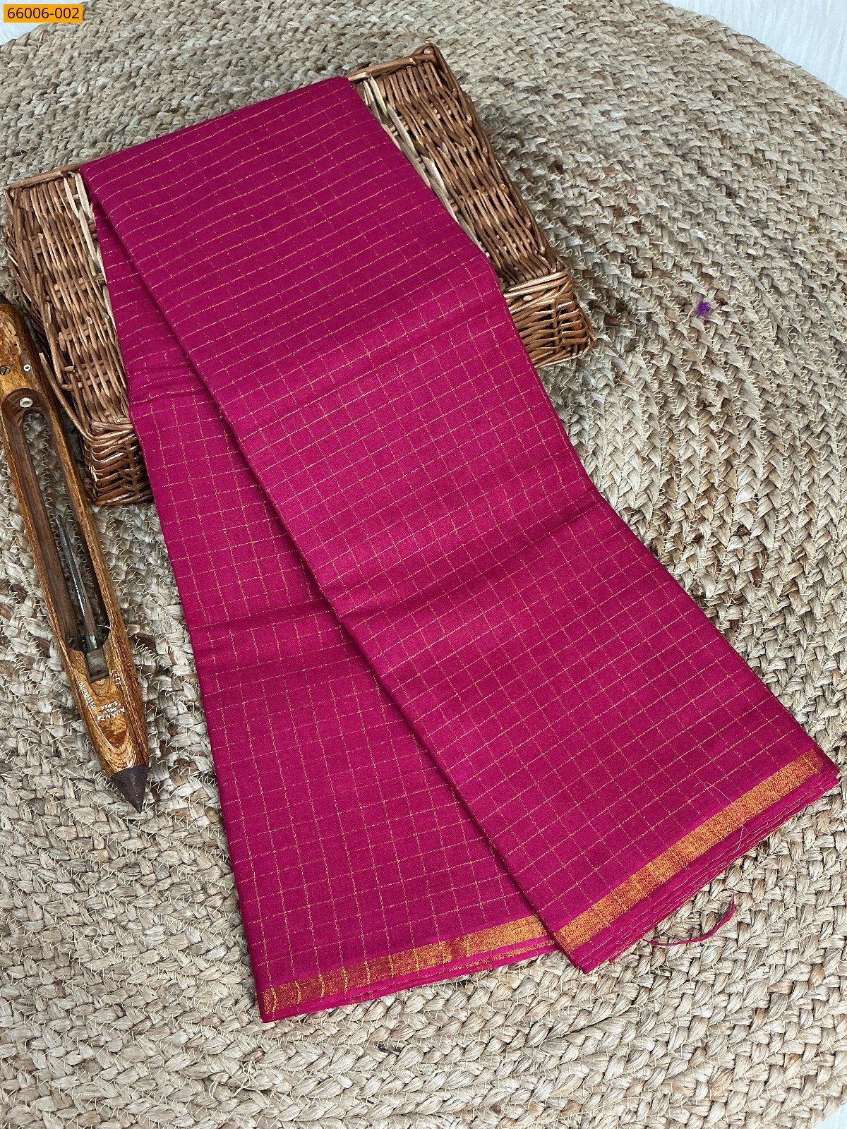 Pink Sungudi Cotton Zari kattam Saree