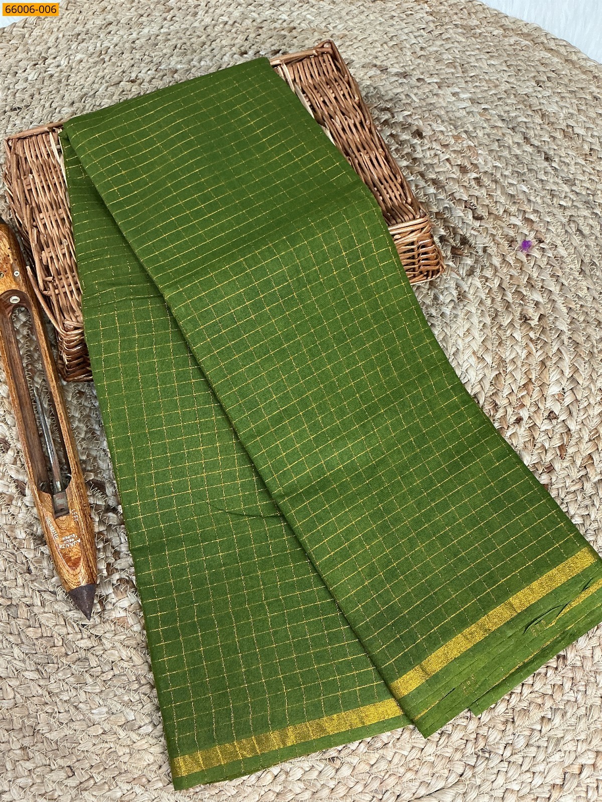 Green Sungudi Cotton Zari kattam Saree