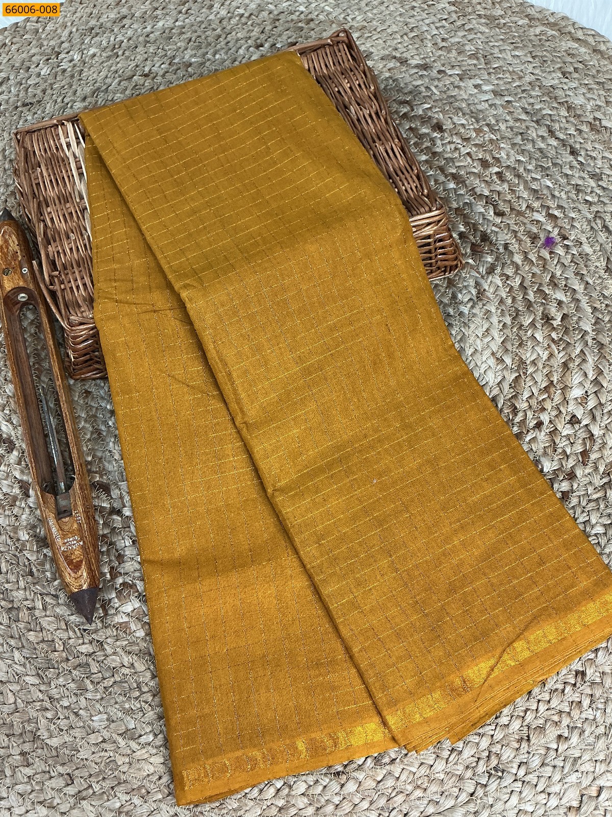 Yellow Sungudi Cotton Zari kattam Saree