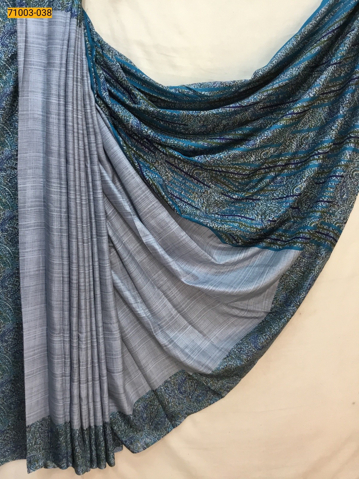 Gray Butter Crepe Silk Saree