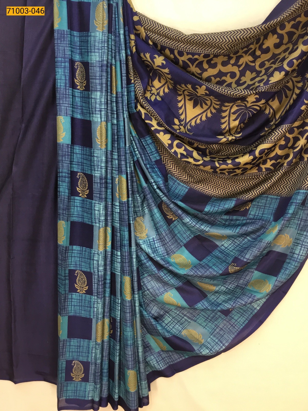 Blue Butter Crepe Silk Saree