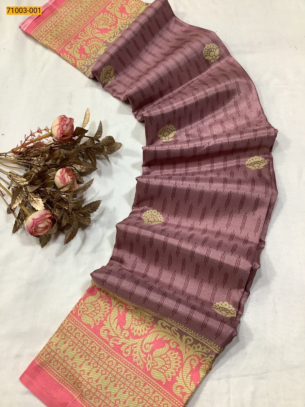 Onion Pink Butter Crape Silk Saree