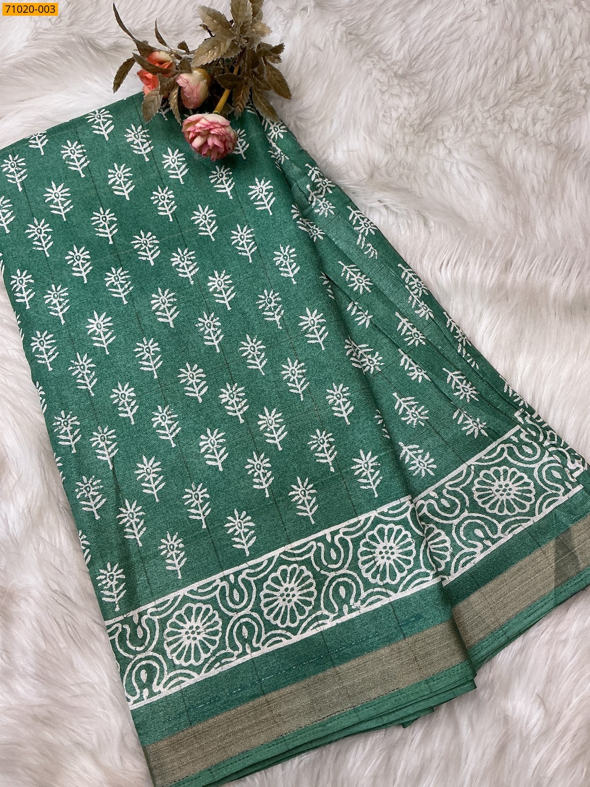 Green Indigo fancy Binny Silk Printed Saree