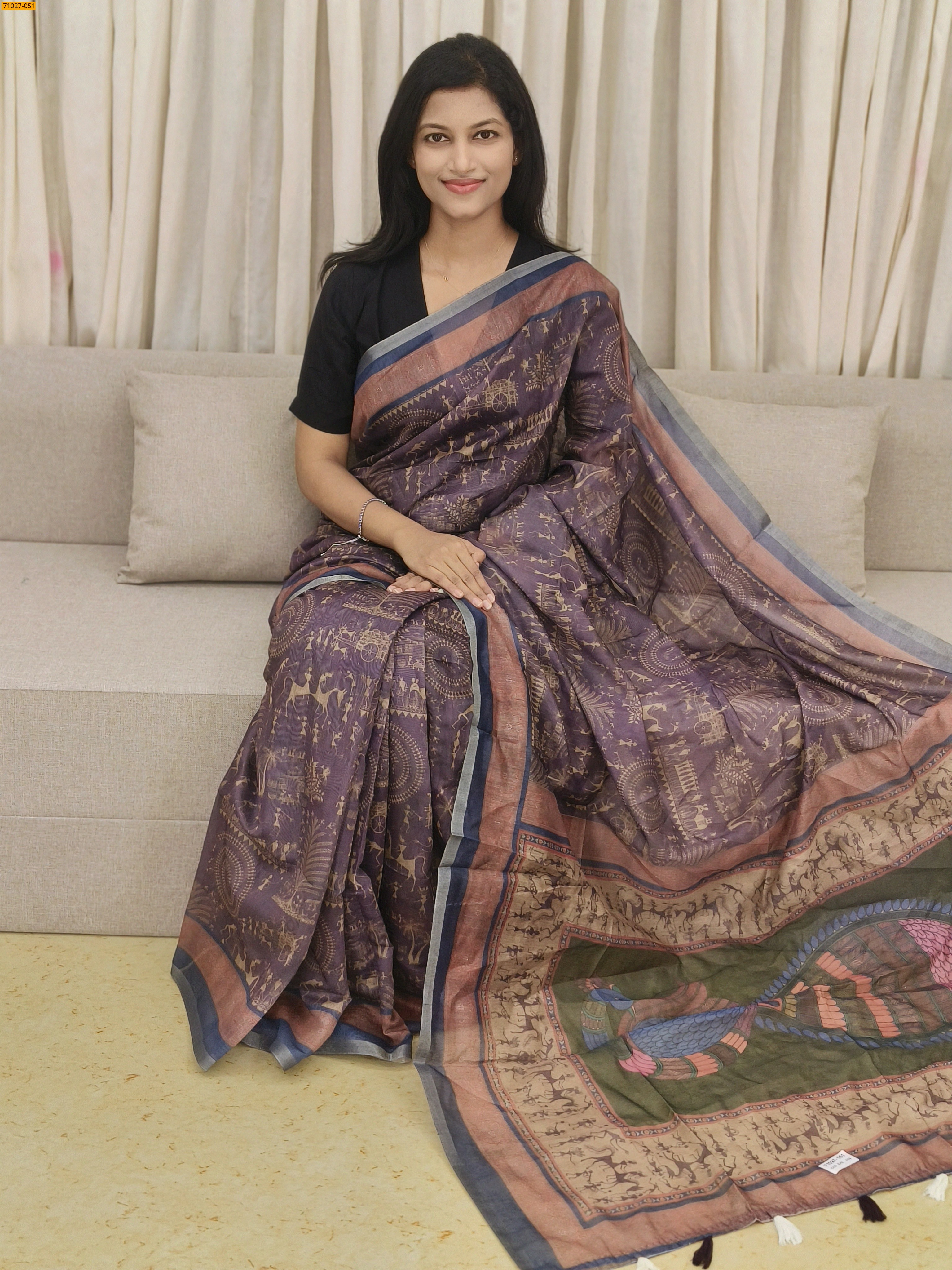 Violet Soft Fancy Chanderi Silk Saree
