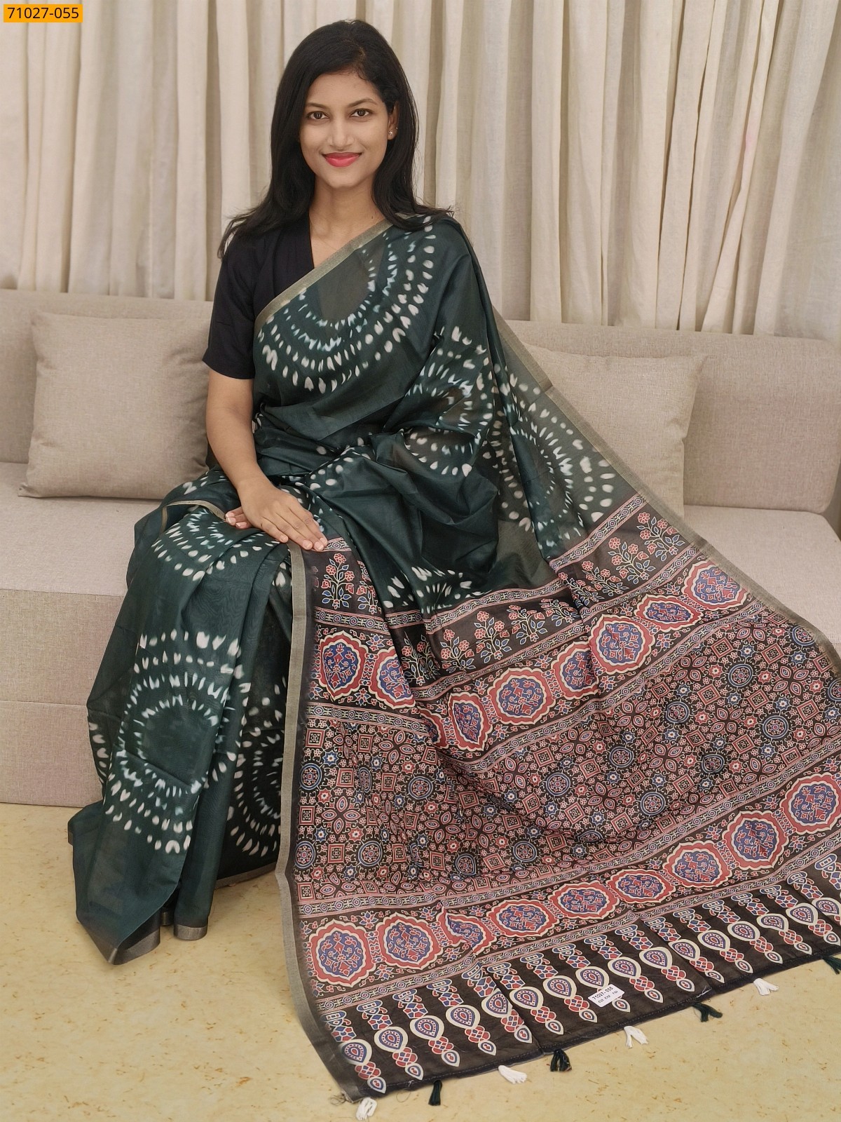 Green Soft Fancy Chanderi Silk Saree