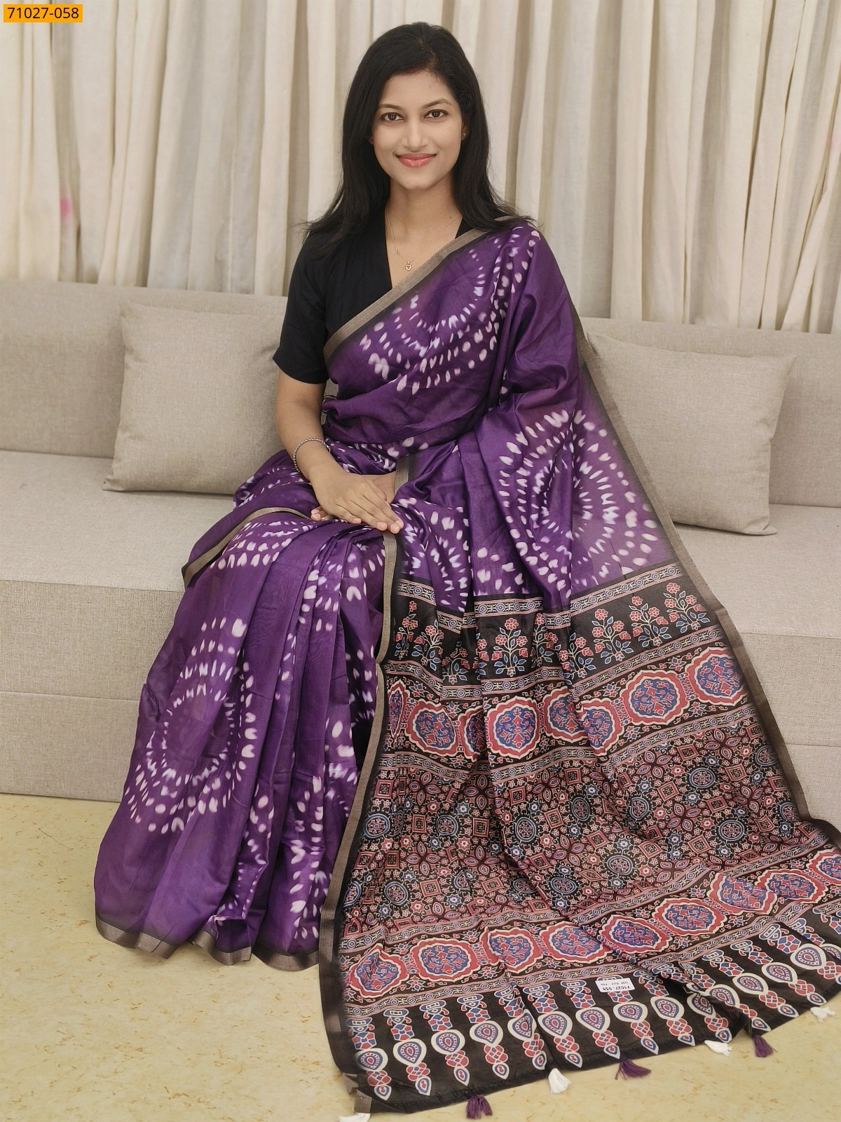 Violet Soft Fancy Chanderi Silk Saree