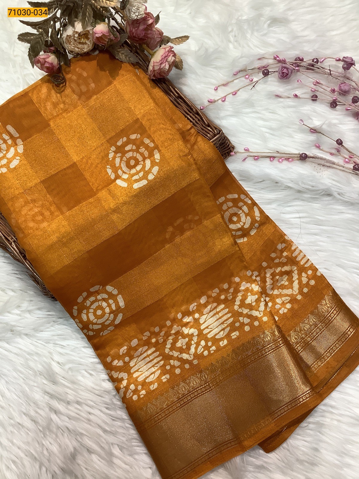 Yellow  Digital Print Fancy Linen Cotton Saree