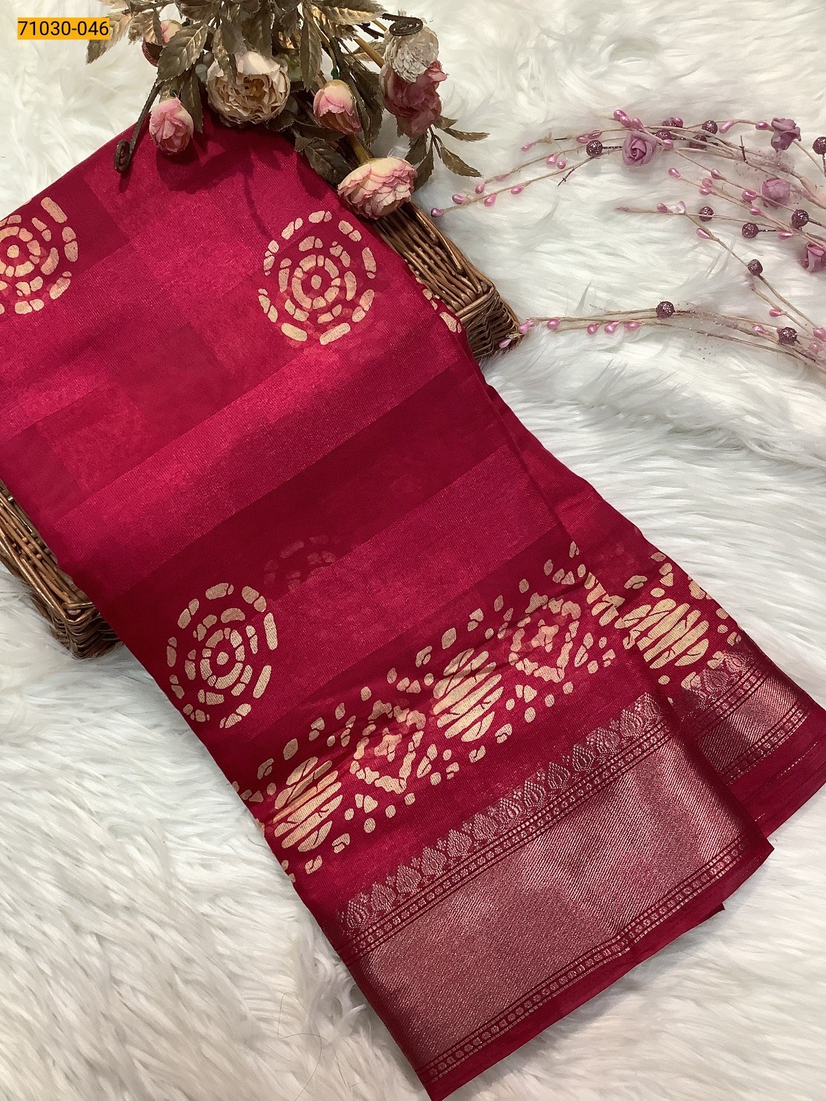 Pink Digital Print Fancy Linen Cotton Saree