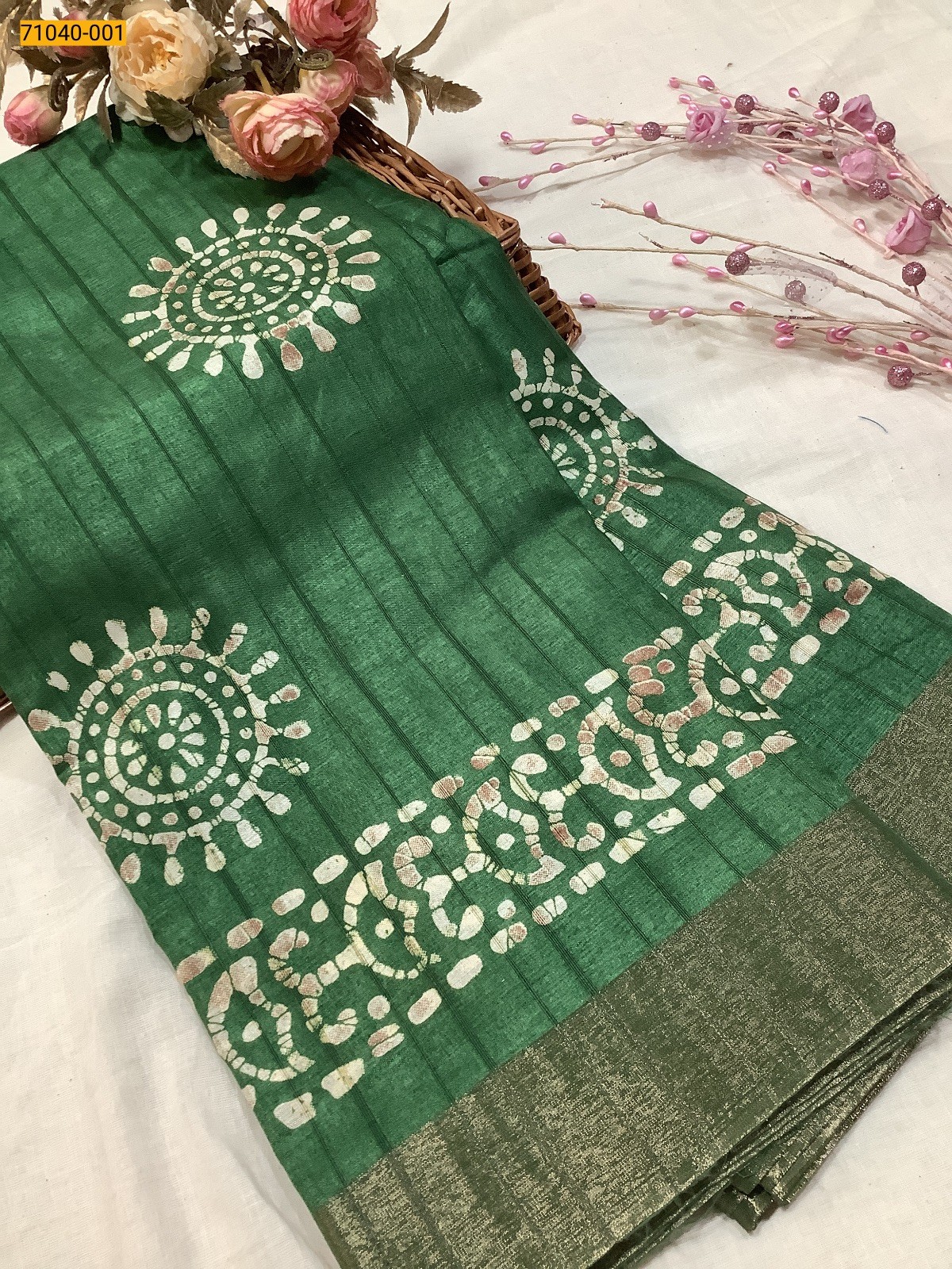 Green Fancy Handloom Silk Saree