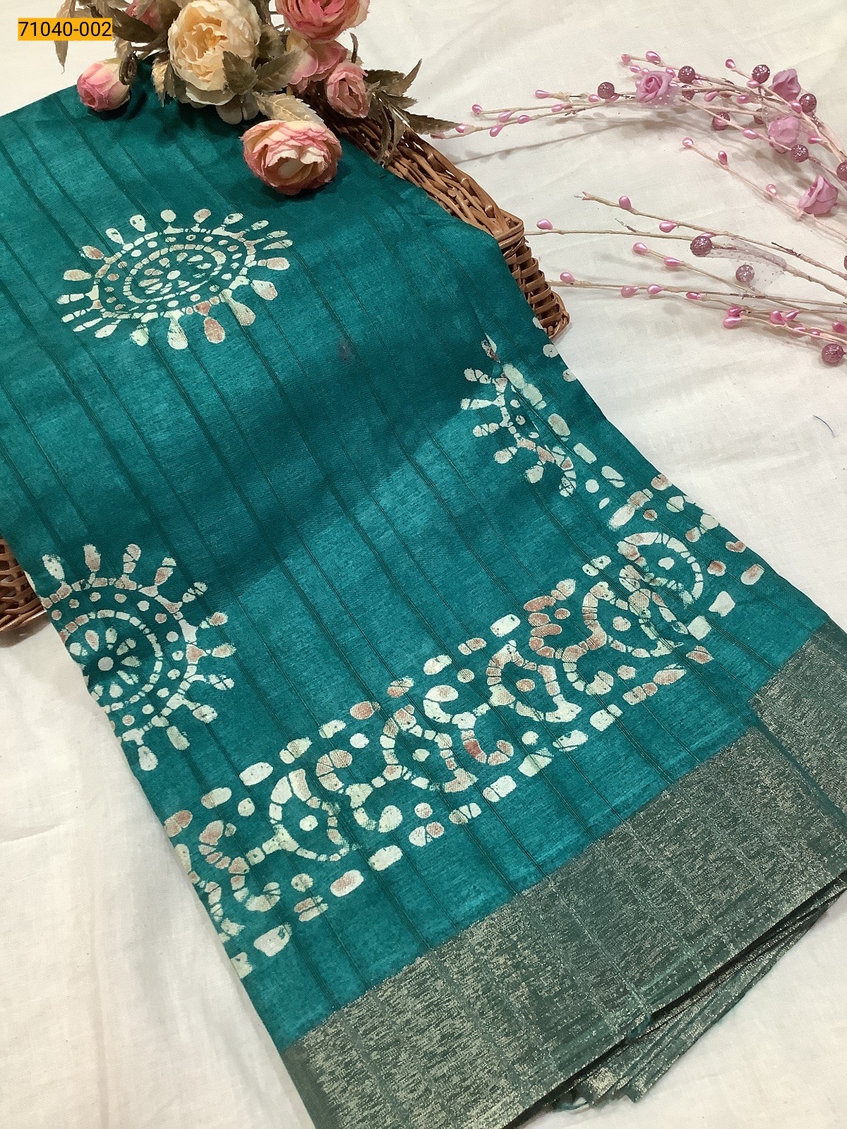 Rama Blue Fancy Handloom Silk Saree