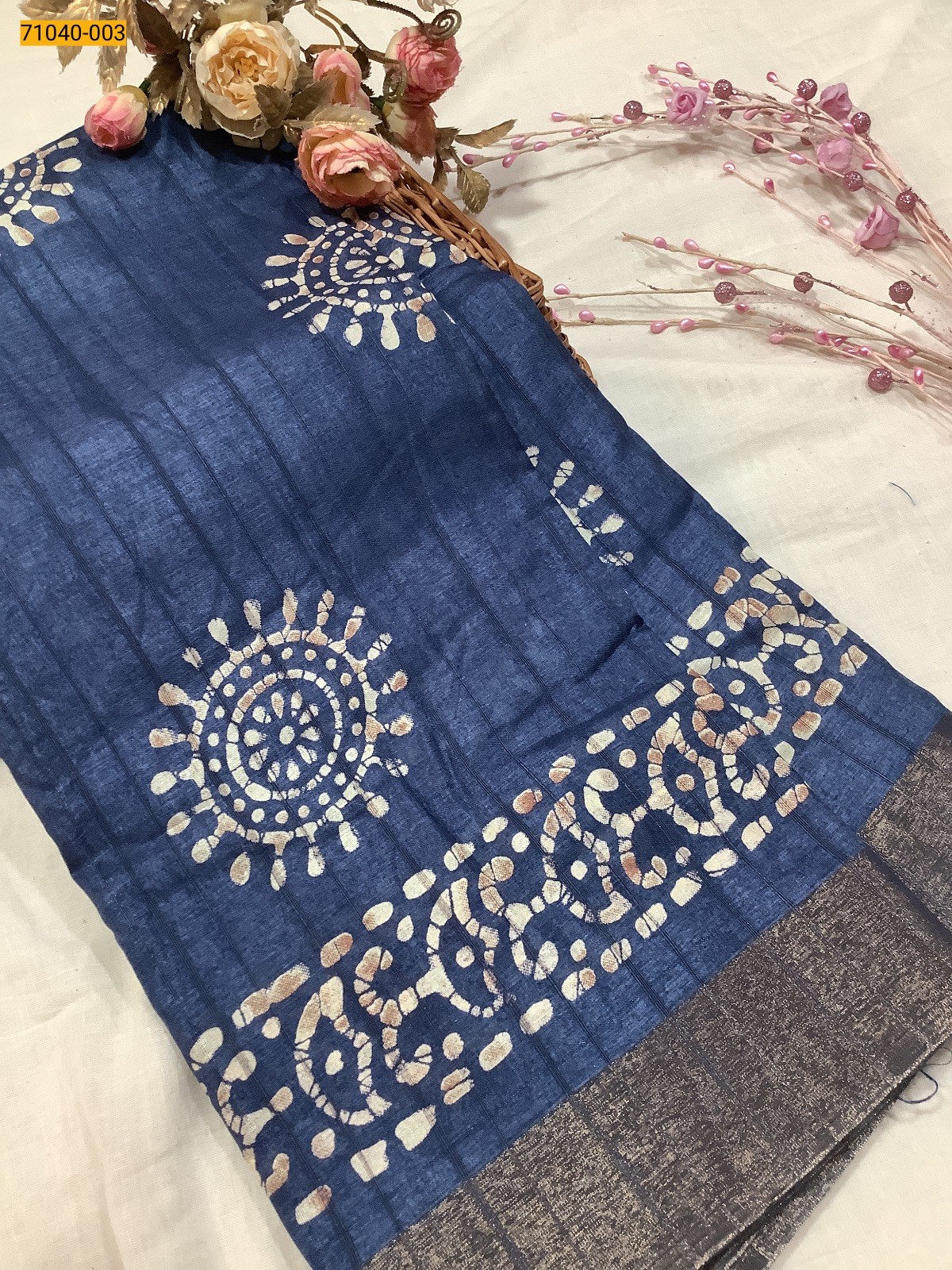 Blue Fancy Handloom Silk Saree