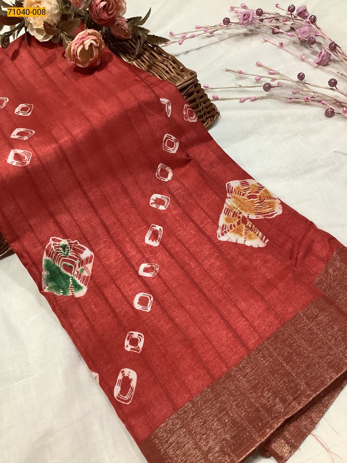 Red Fancy Handloom Silk Saree