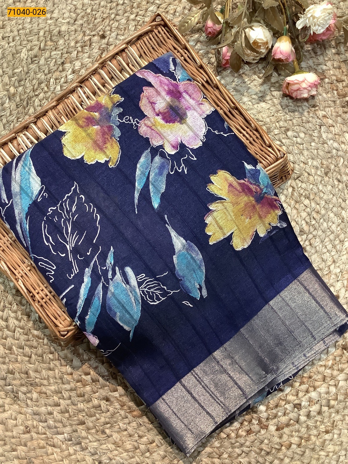 Blue Fancy Handloom Silk Saree