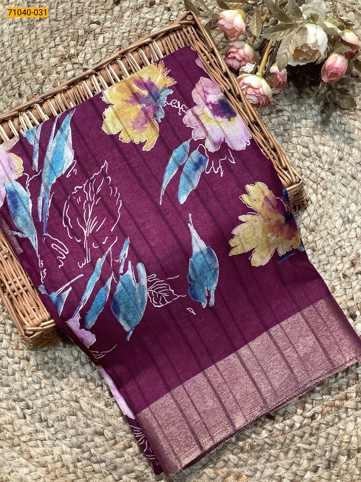 Wine Fancy Handloom Silk Saree