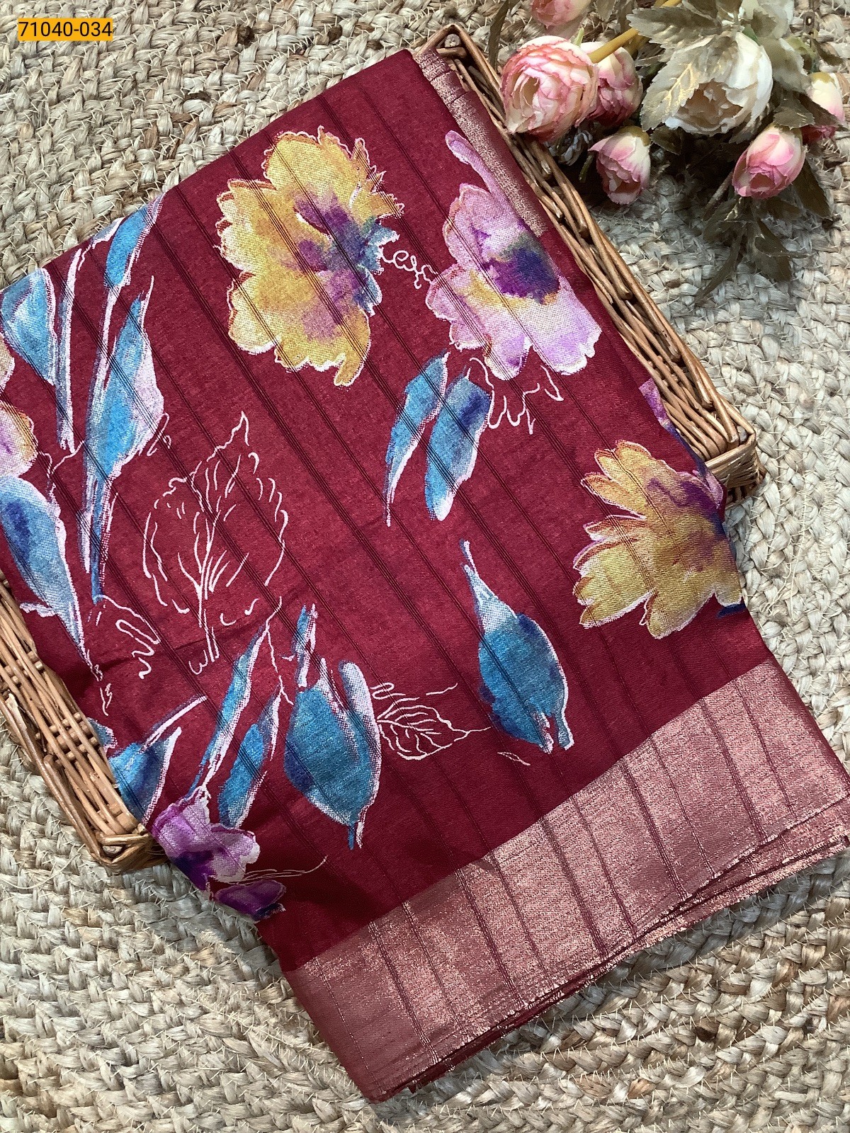 Red Fancy Handloom Silk Saree