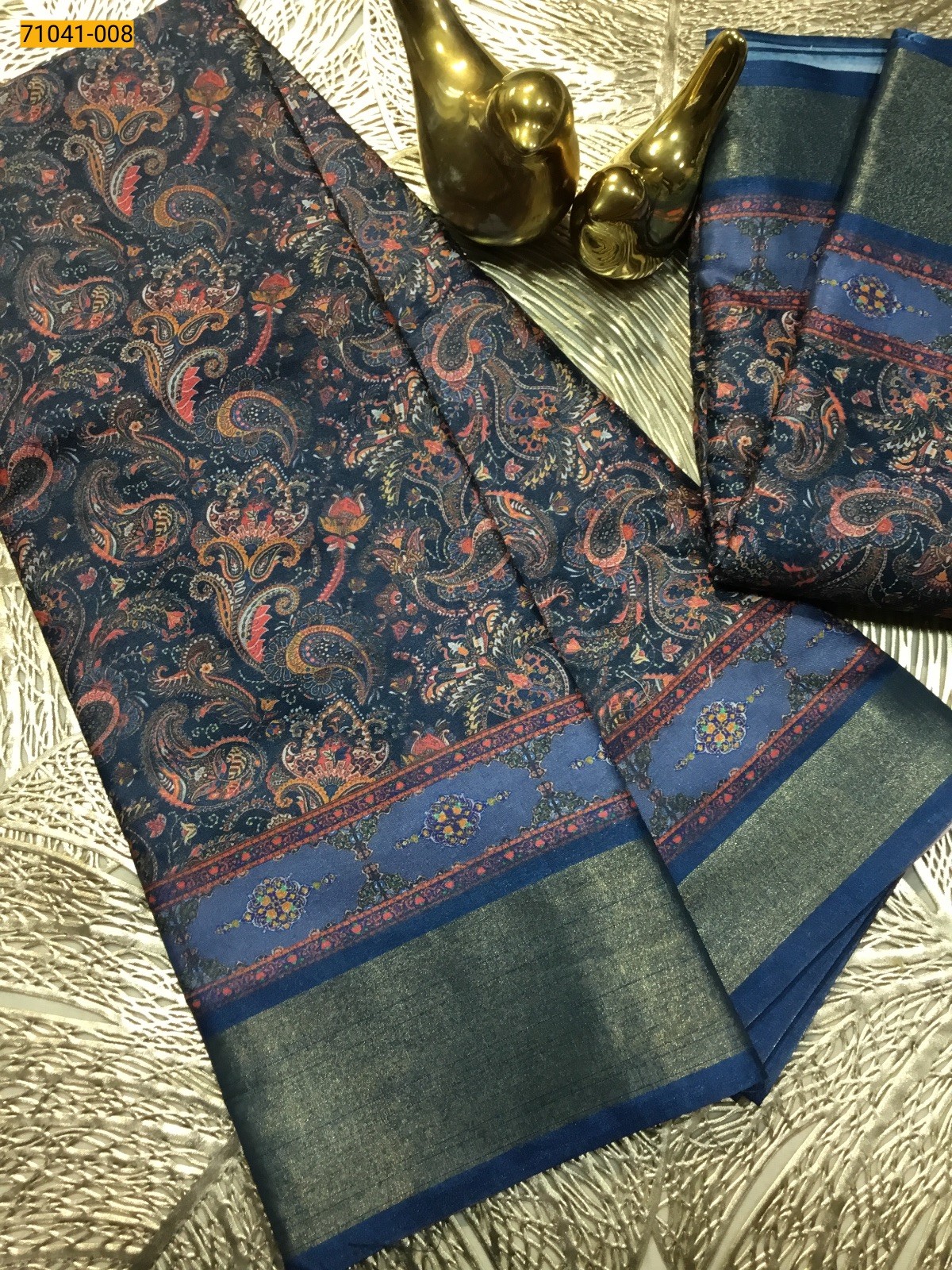 Blue Mulmul Linen Silk Saree