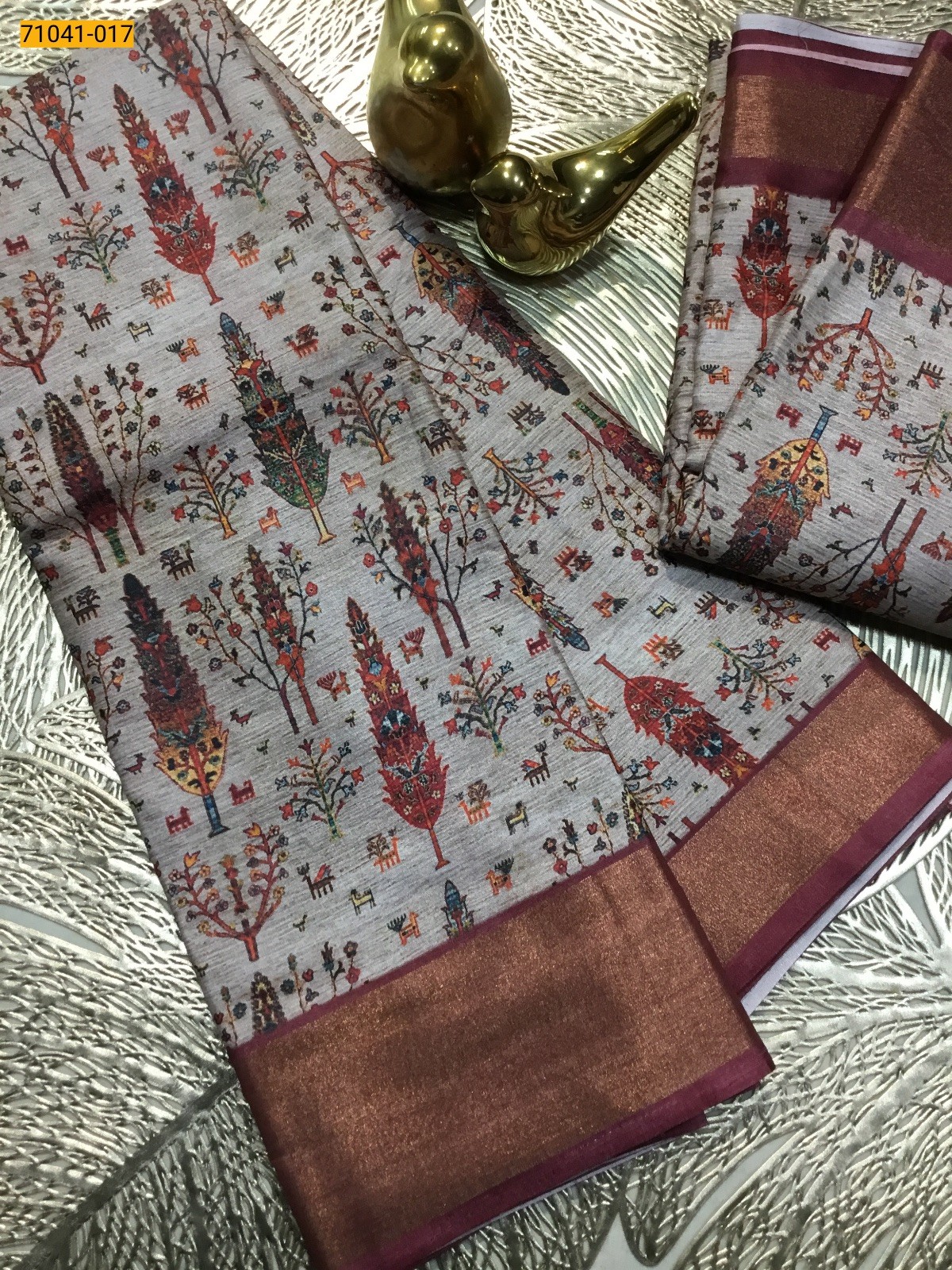 Sandal Mulmul Linen Silk Saree