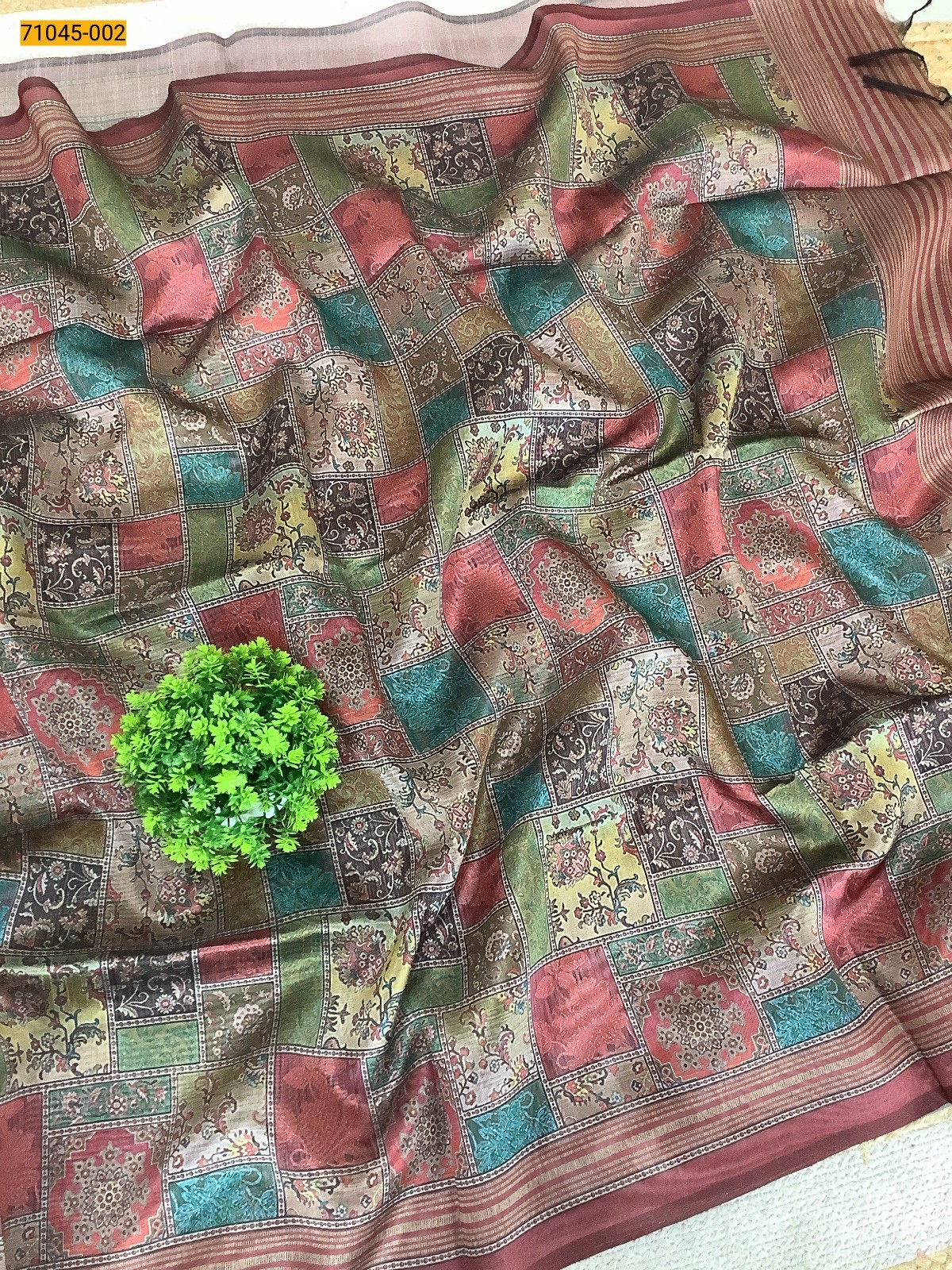 Multi Color Kalamkari Soft Linen Silk Saree