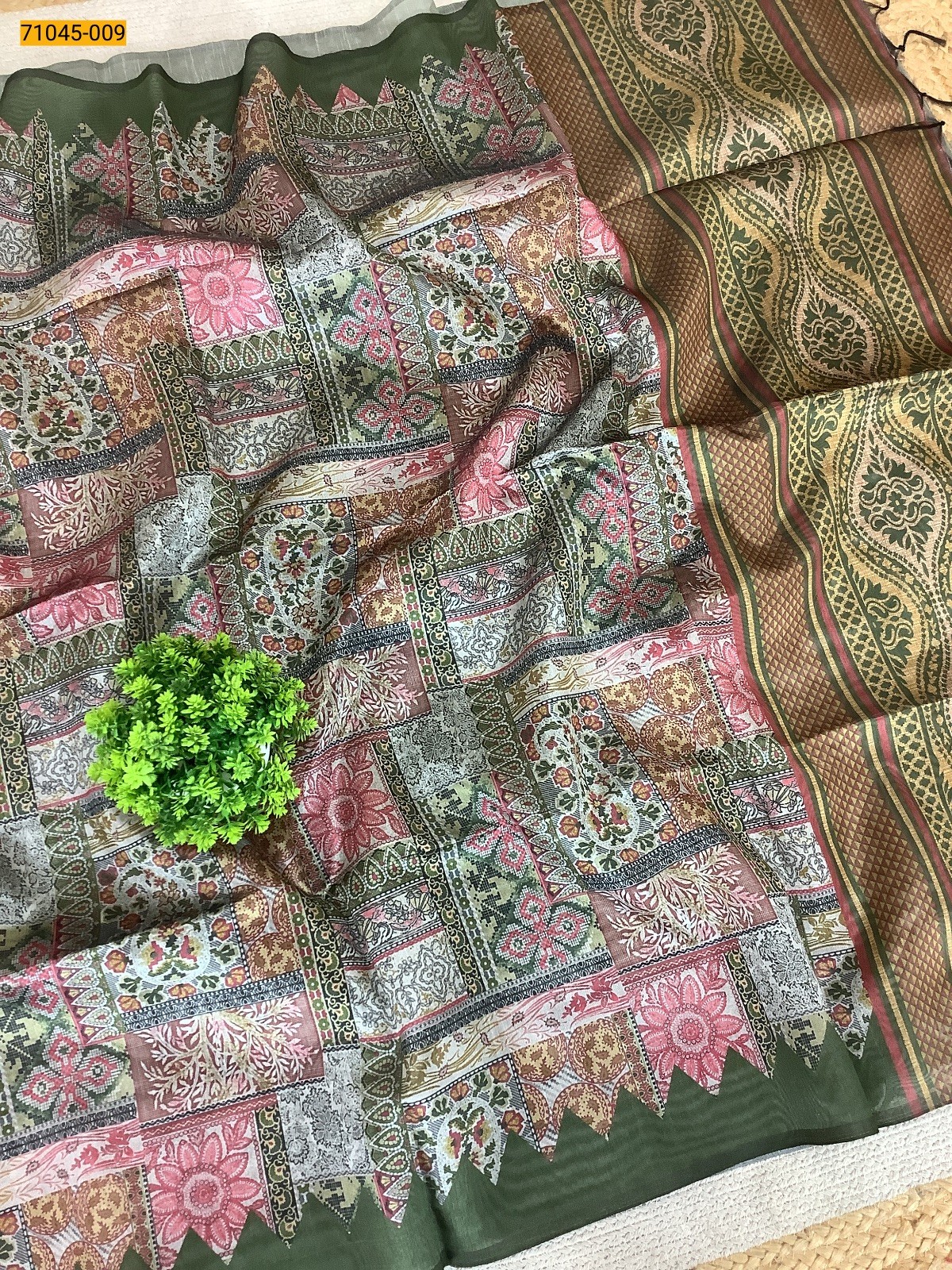 Multi Color Kalamkari Soft Linen Silk Saree