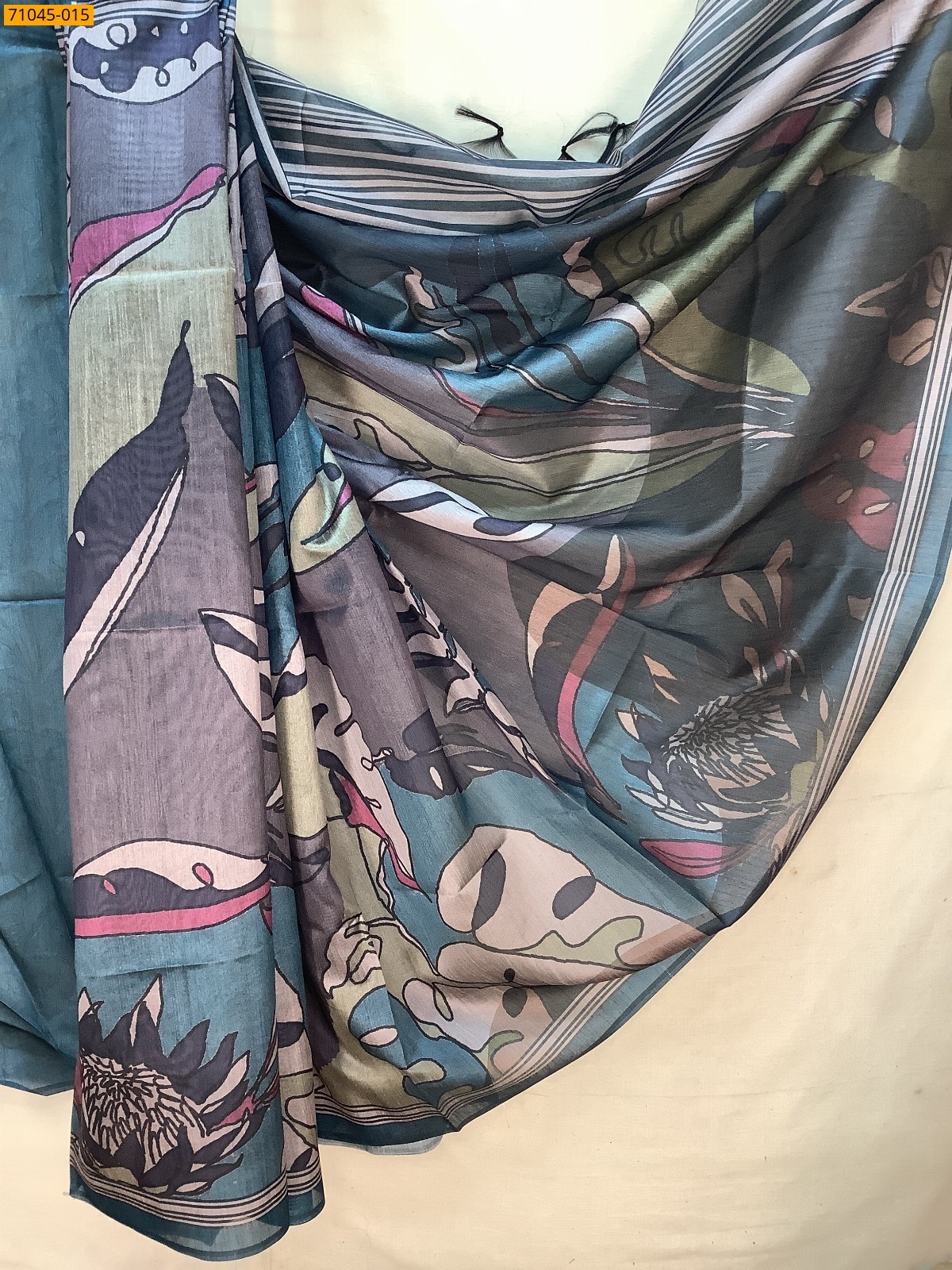 Multi Color Soft Linen Silk digital printed Saree