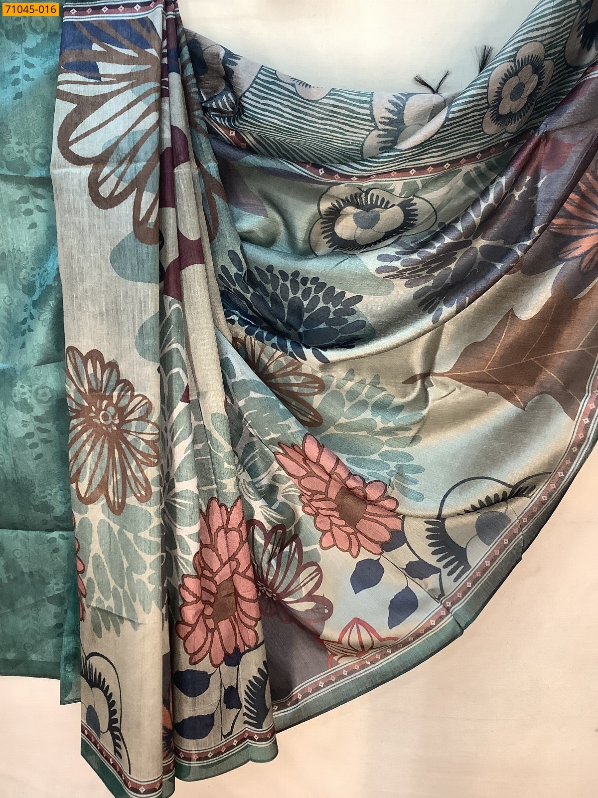 Multi Color Soft Linen Silk digital printed Saree