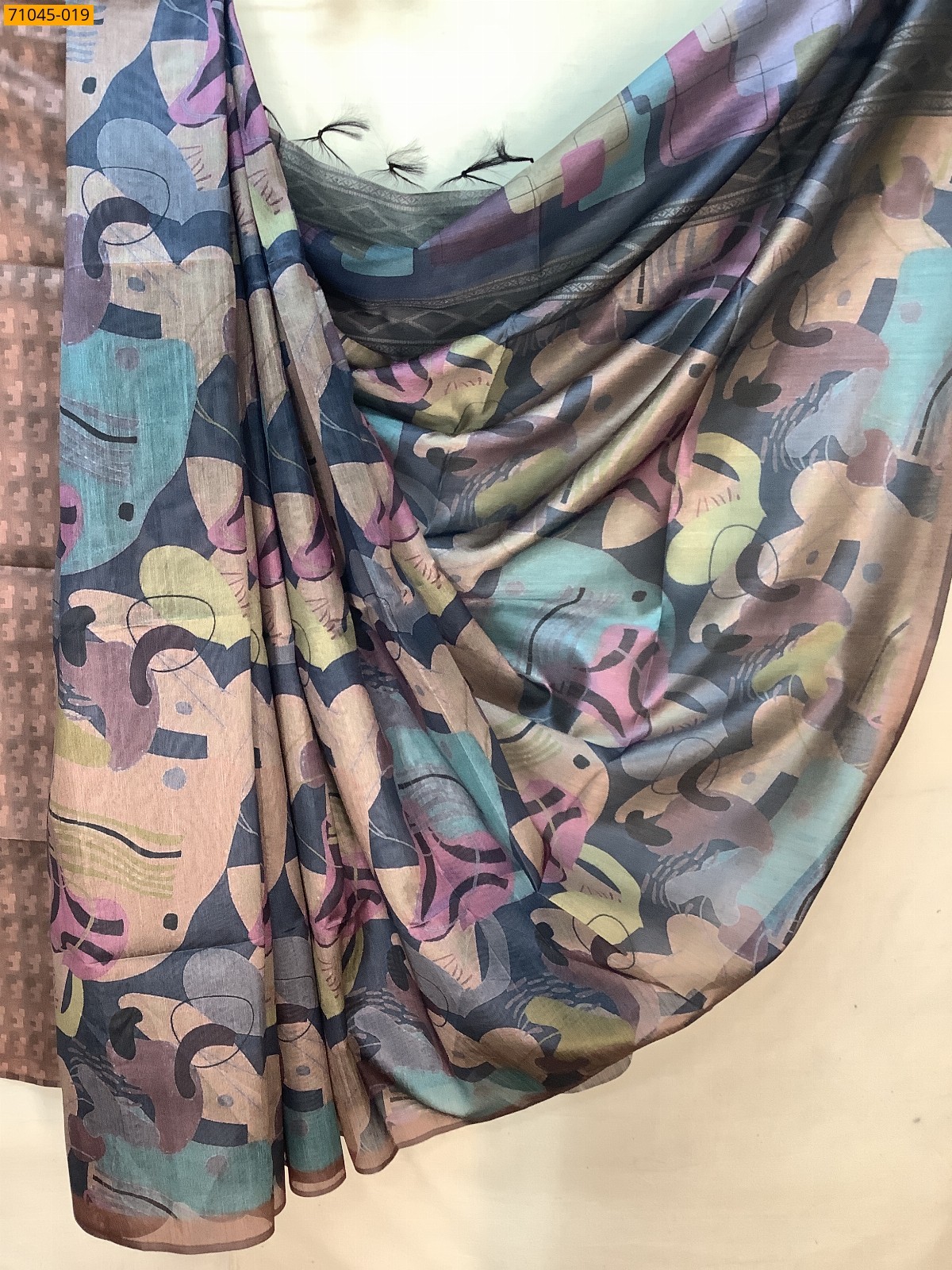 Multi Color Soft Linen Silk digital printed Saree