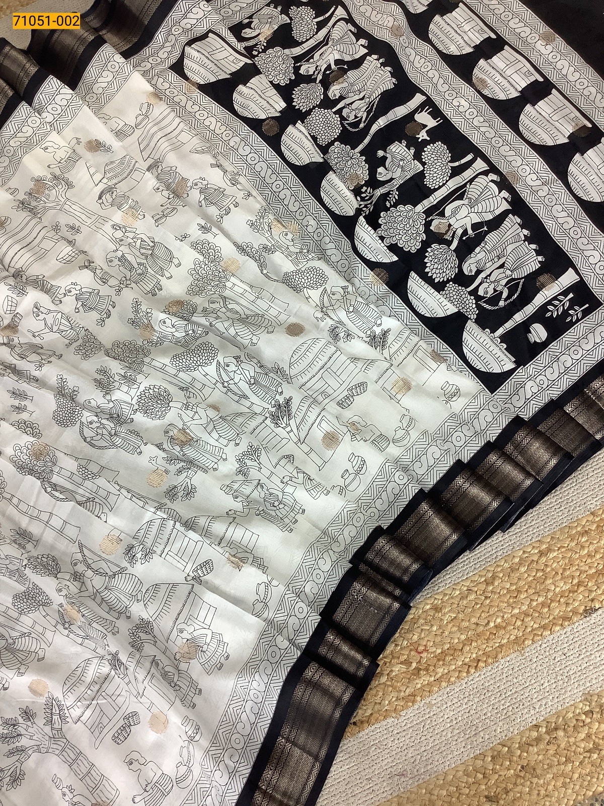 White Kalamkari Fancy Silk Saree