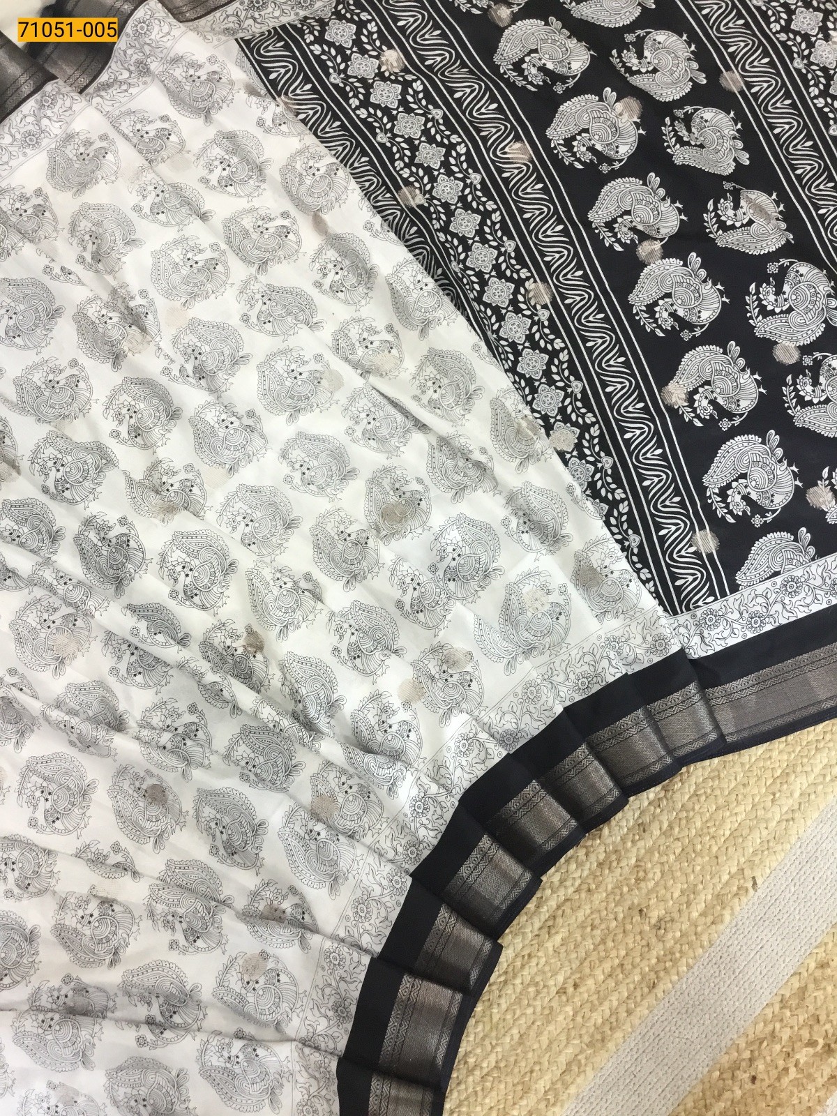 White Kalamkari Fancy Silk Saree