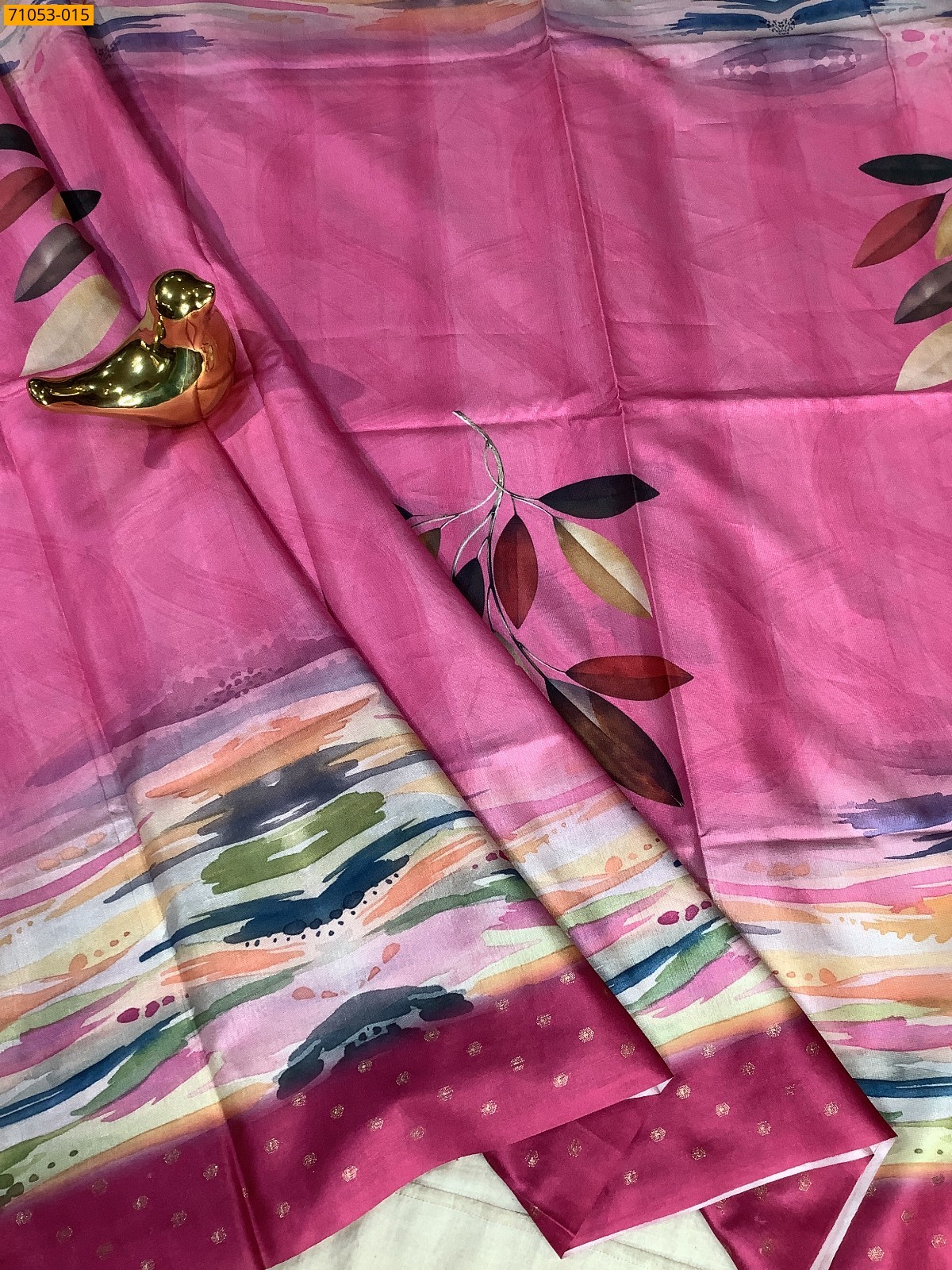 Pink Printed Soft Fancy Linen Silk Saree