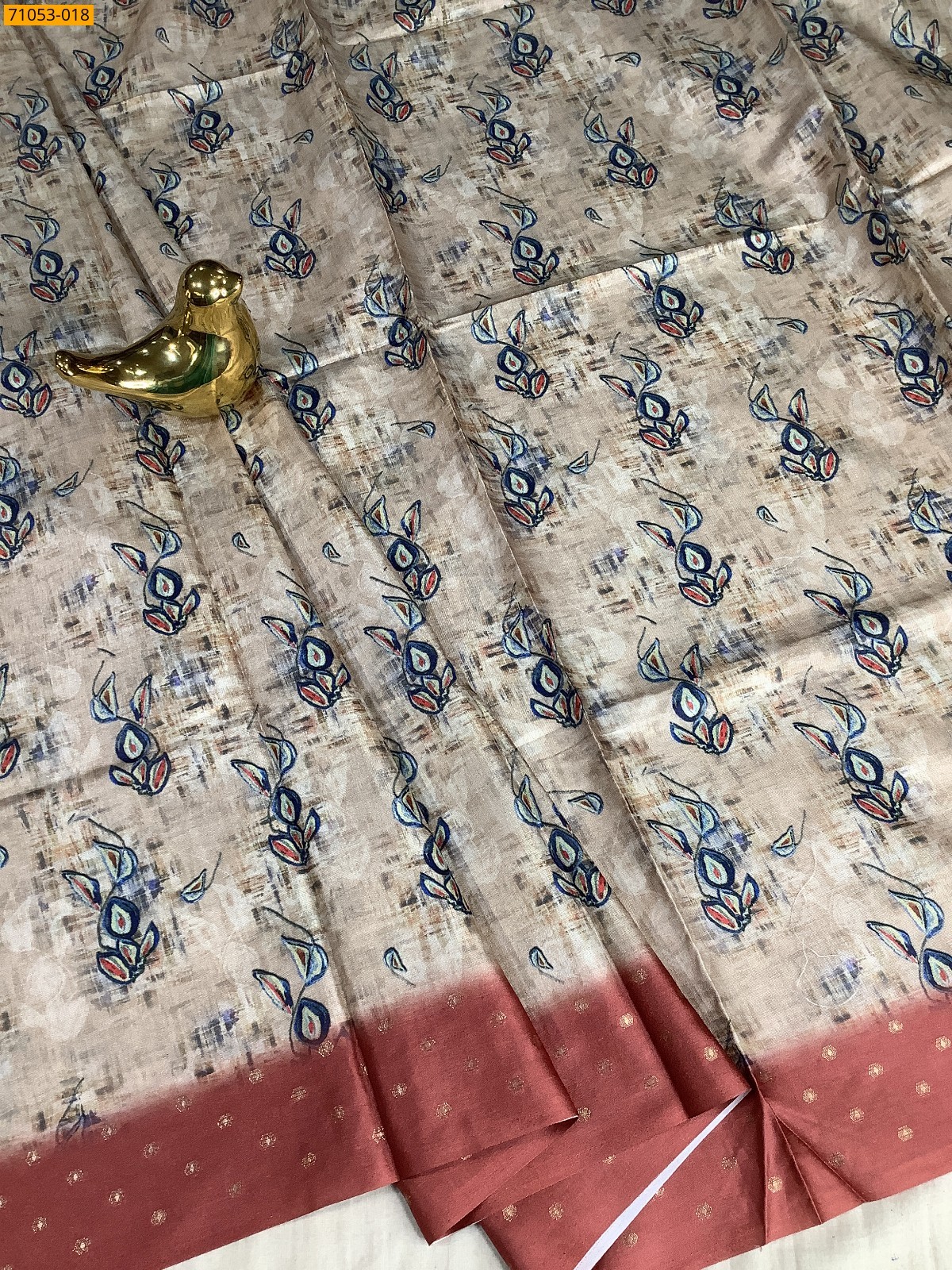 Sandal Printed Soft Fancy Linen Silk Saree