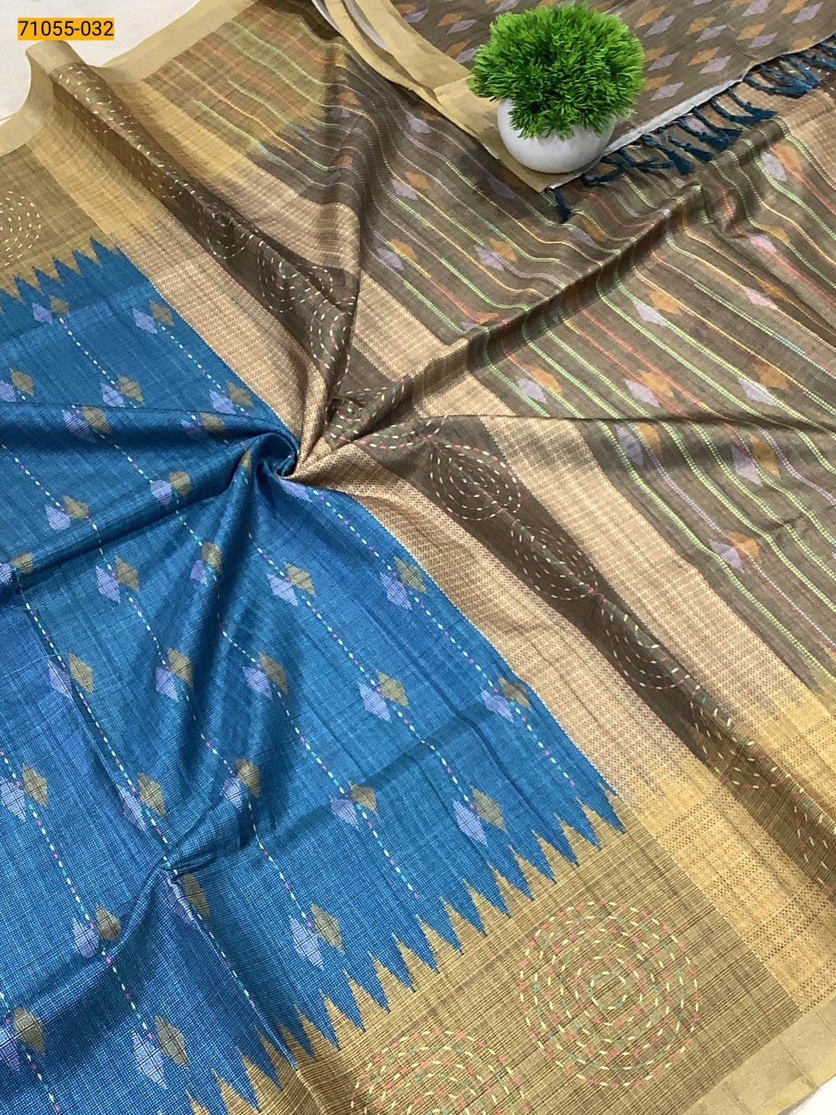 Blue Fancy Printed Silk Saree