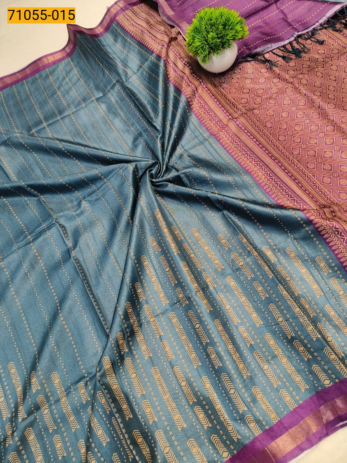 Blue Fancy Printed Silk Saree