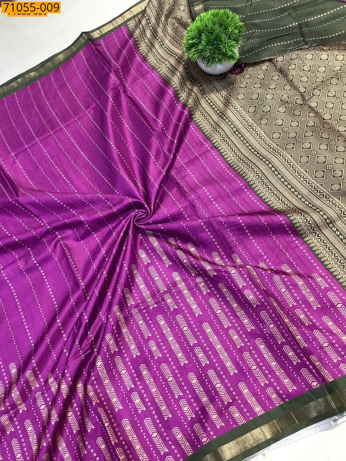 Violet Fancy Printed Silk Saree