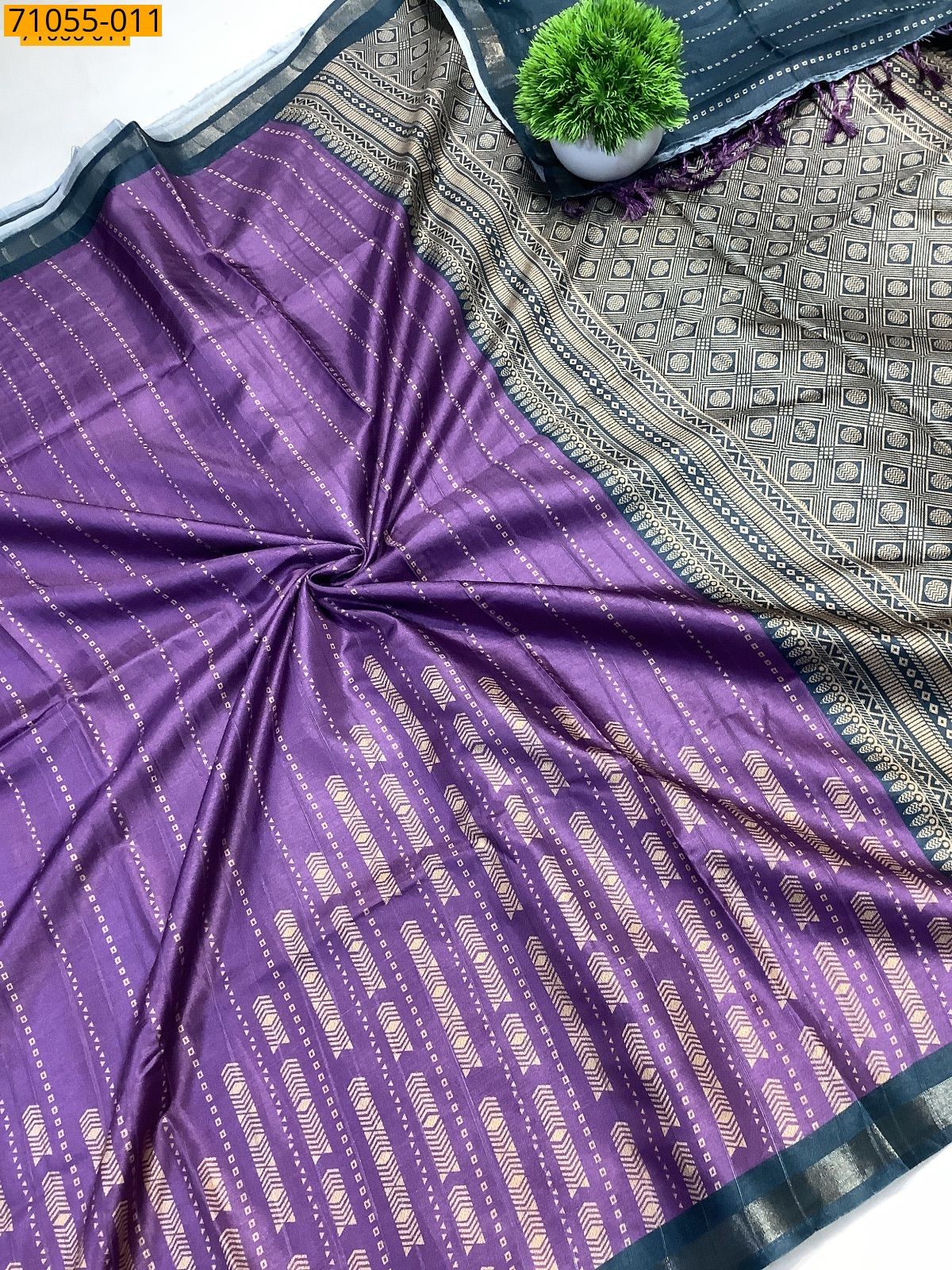 Lavender Fancy Printed Silk Saree