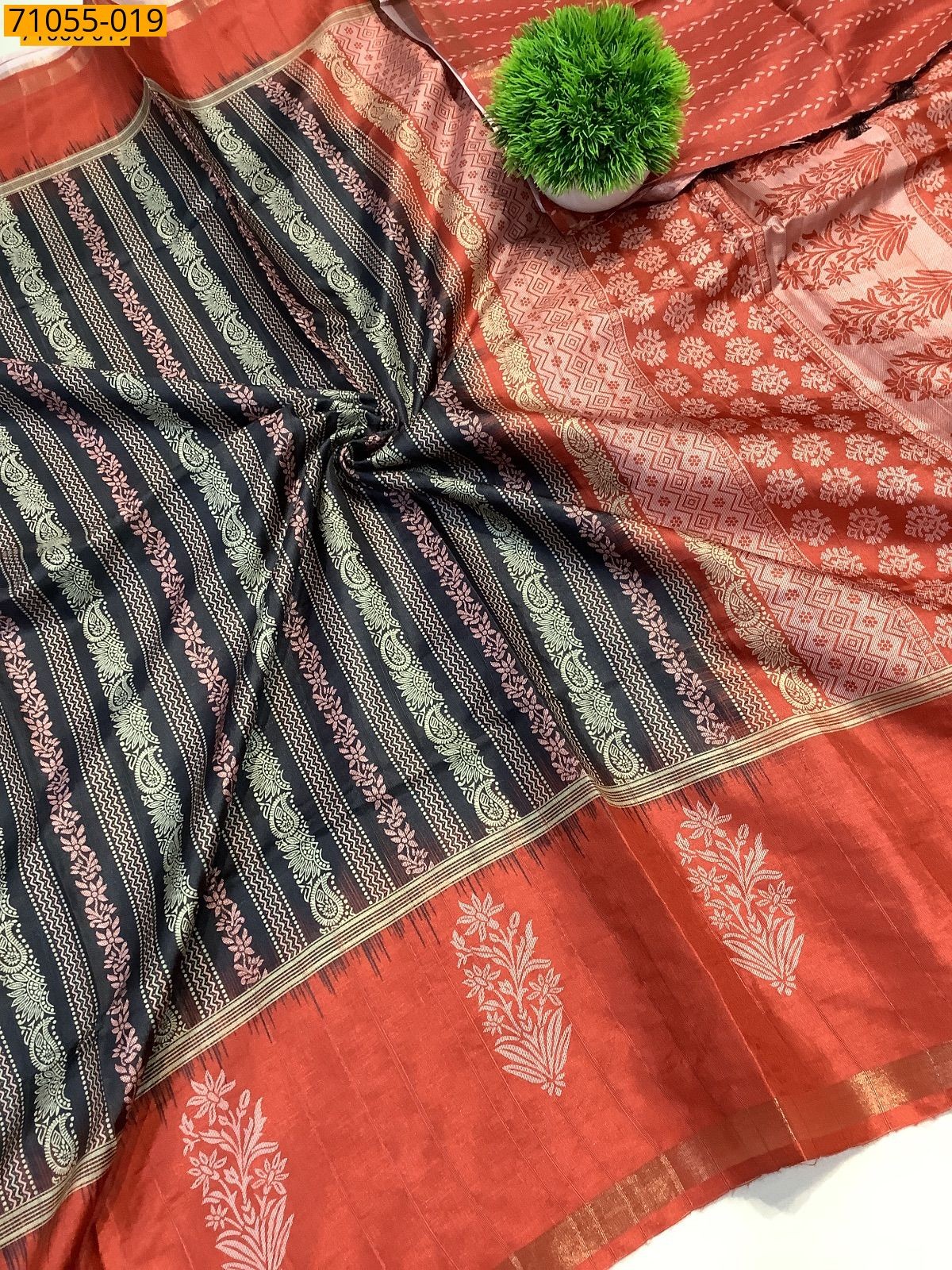 Black Fancy Printed Silk Saree