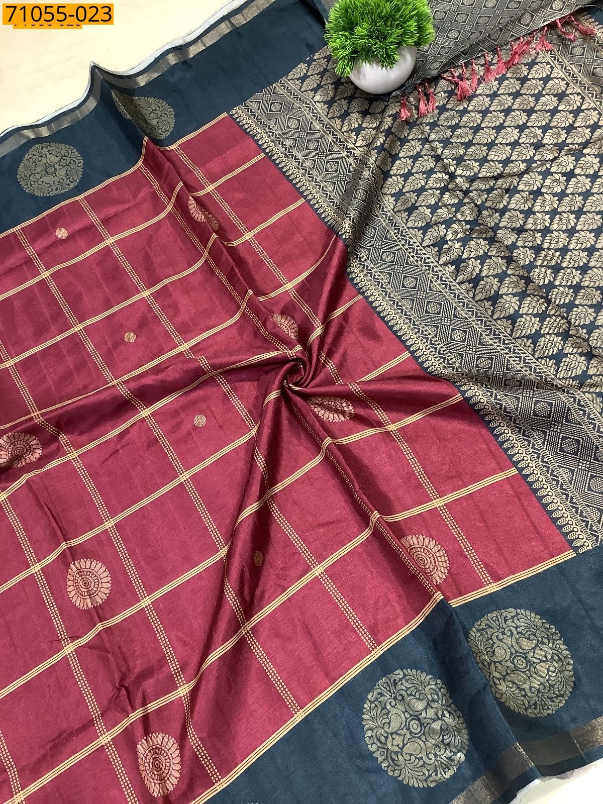 Fancy Printed Silk Saree - Maroon