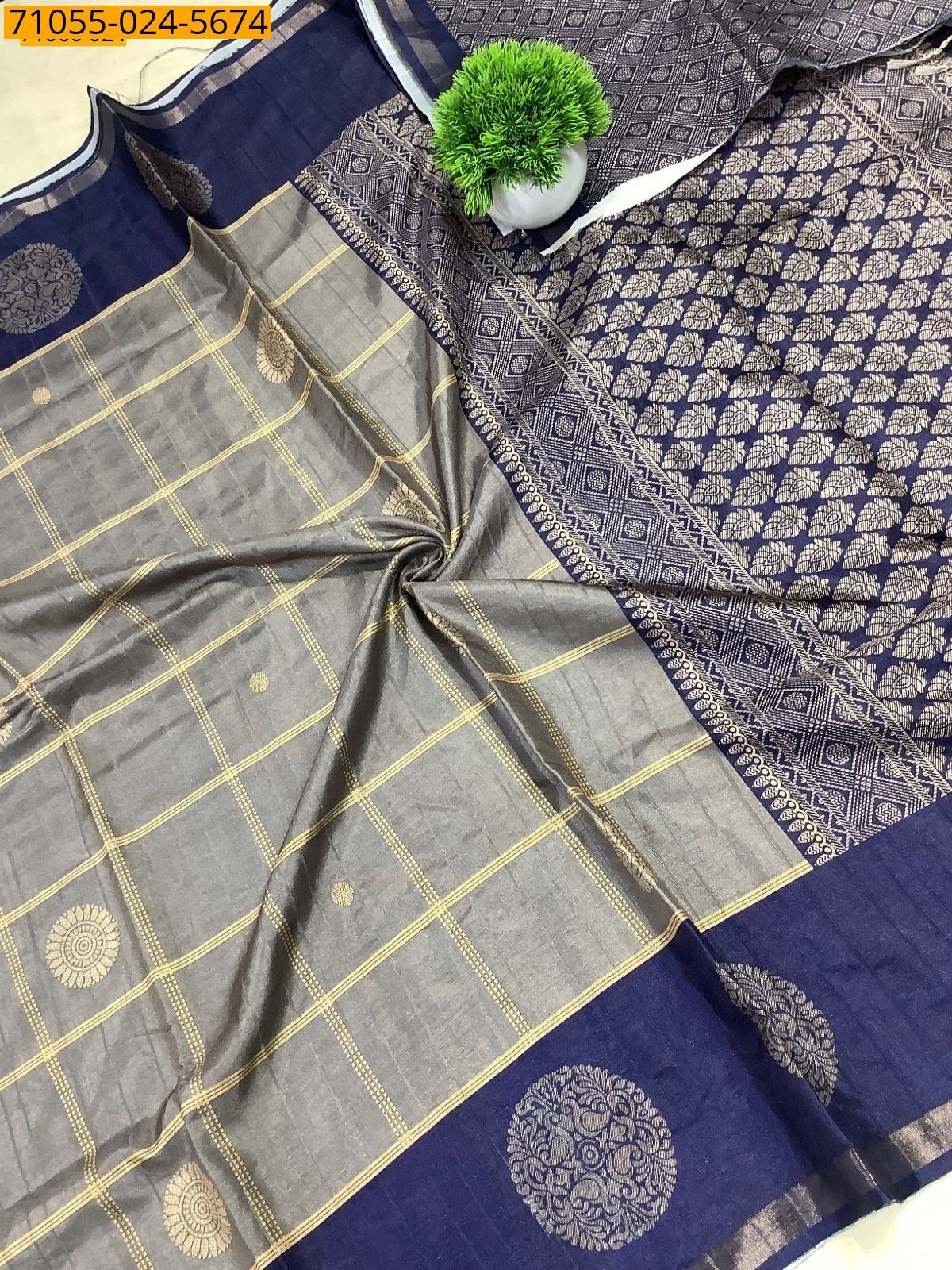 Gray Fancy Printed Silk Saree