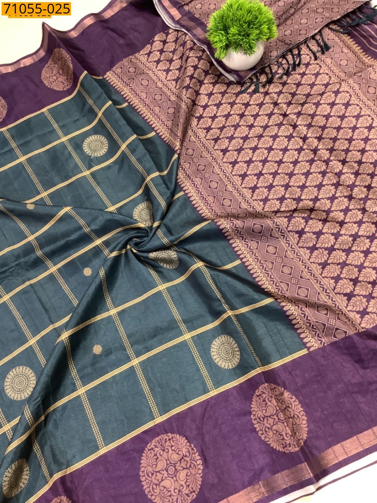 Dark Blue Fancy Printed Silk Saree